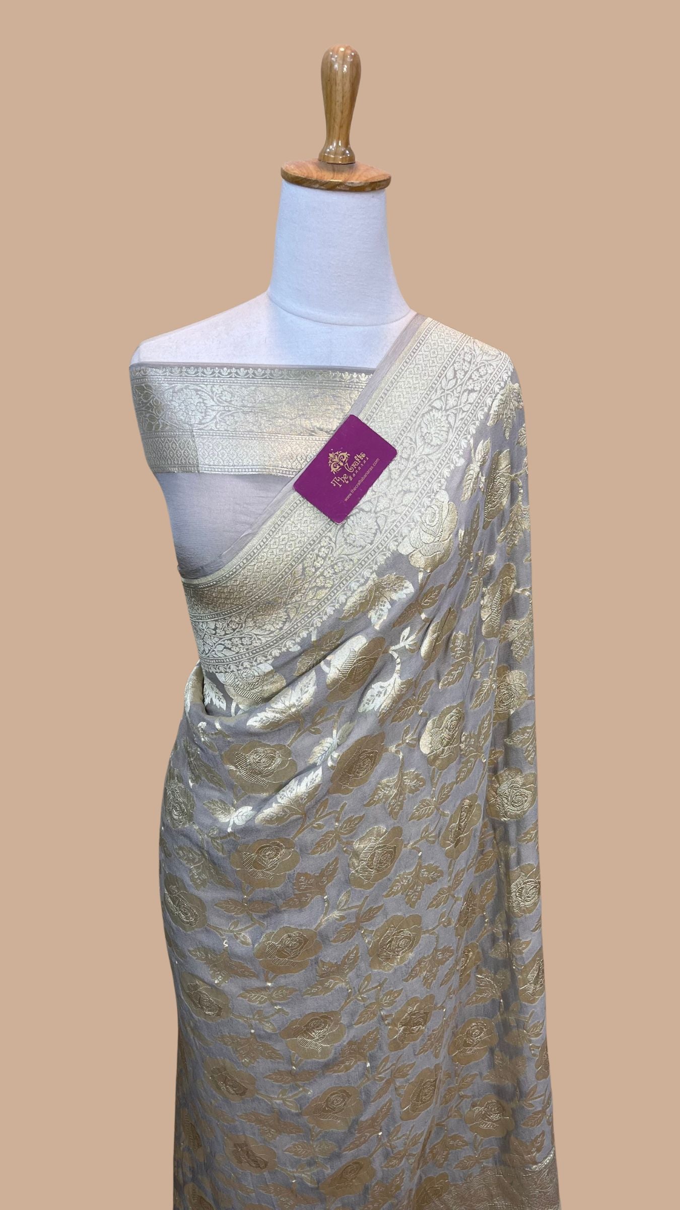 Khaddi Georgette Handloom Banarasi Saree