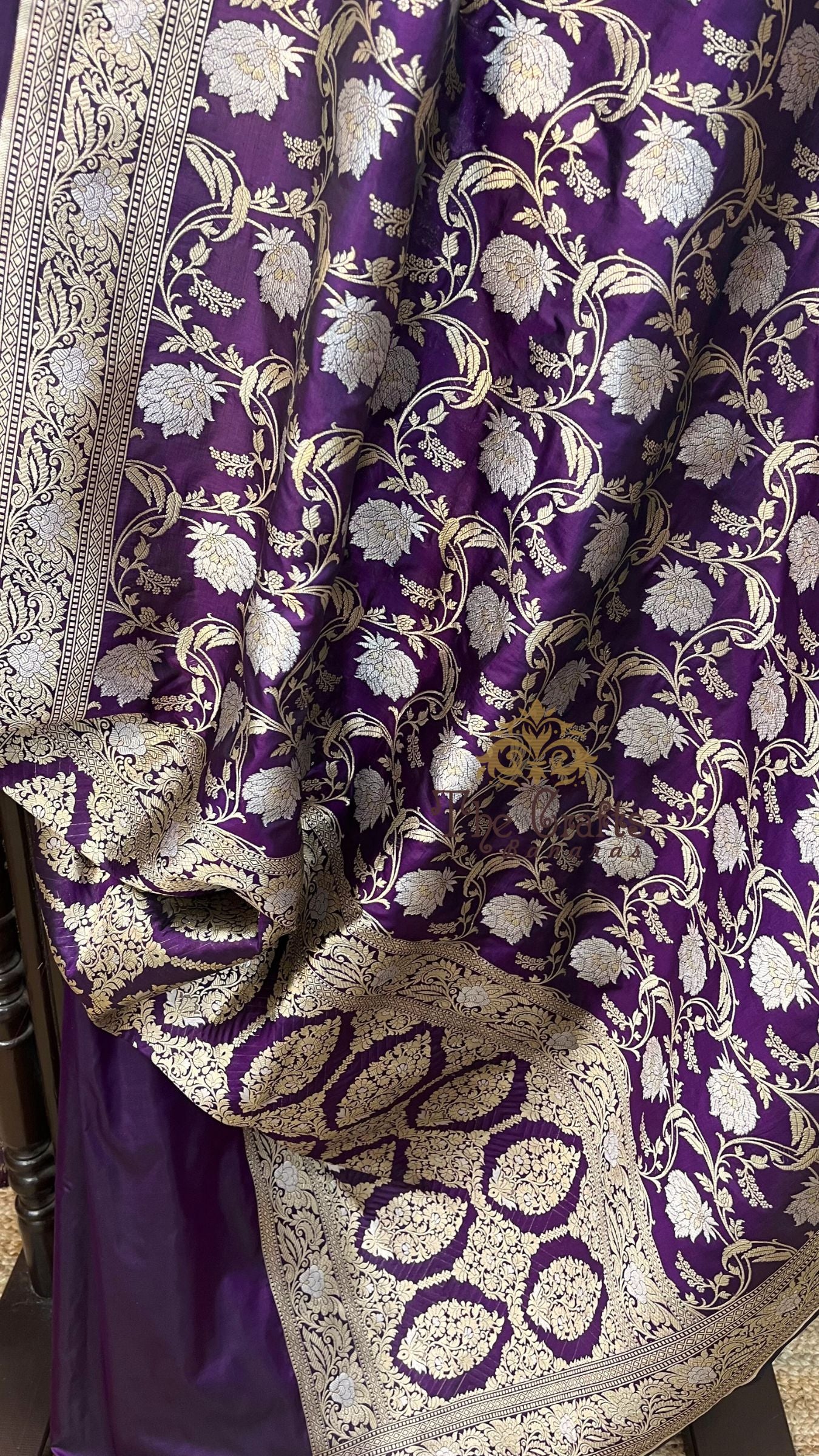 Pure Katan Silk Handloom Banarasi Saree - All over Sona Roopa Jaal work