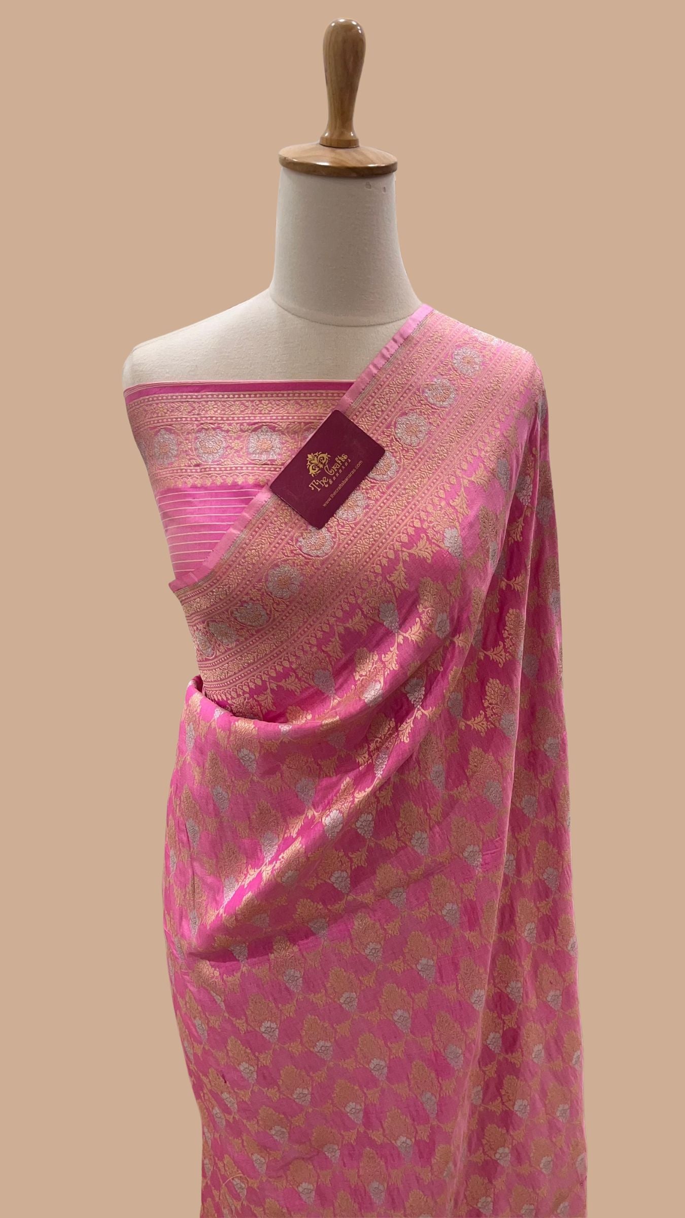 Pure Katan Silk Handloom Banarasi Saree - All over Sona Roopa Jaal work