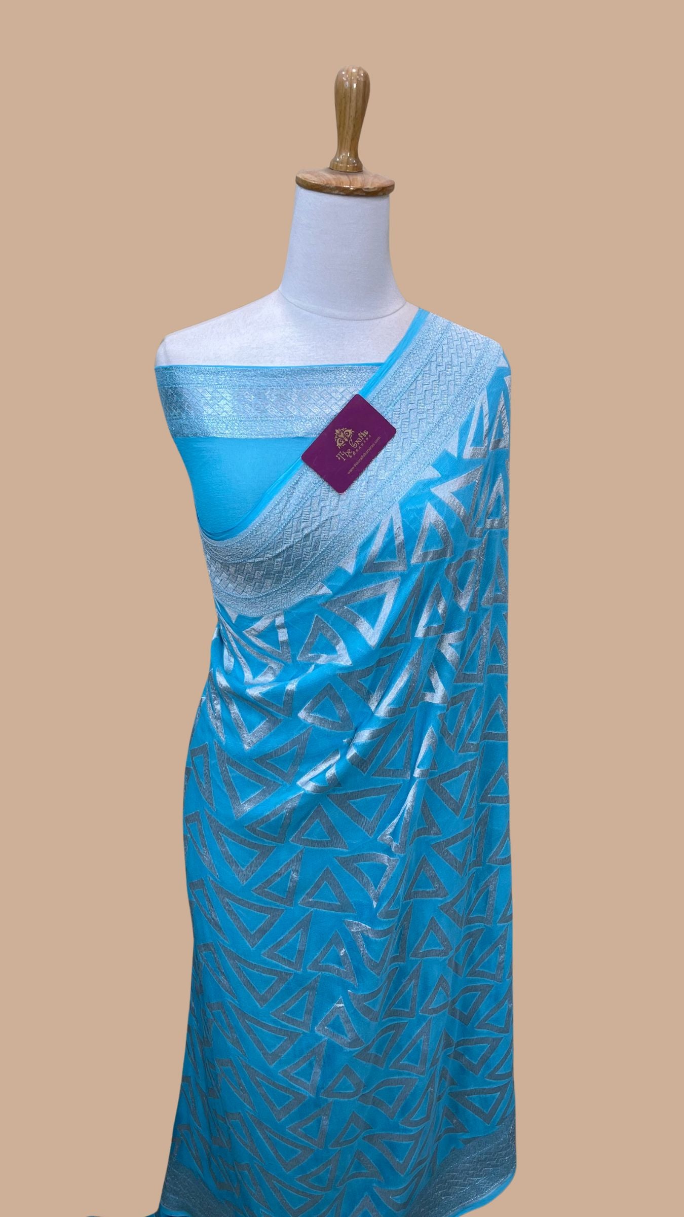 Pure Georgette Banarasi Saree - Silver Zari