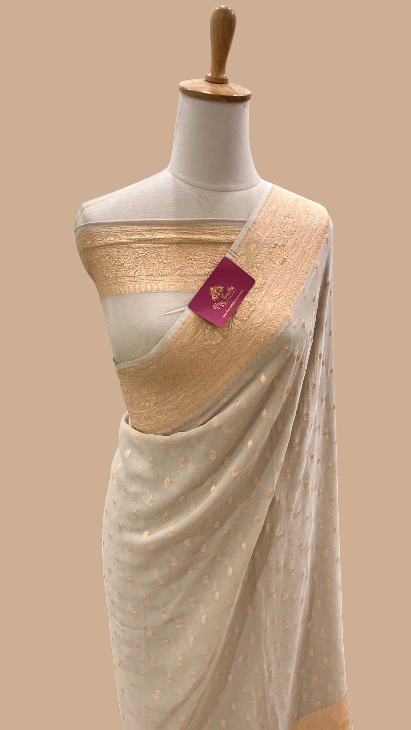 Khaddi Georgette Banarasi Saree - Gold Zari