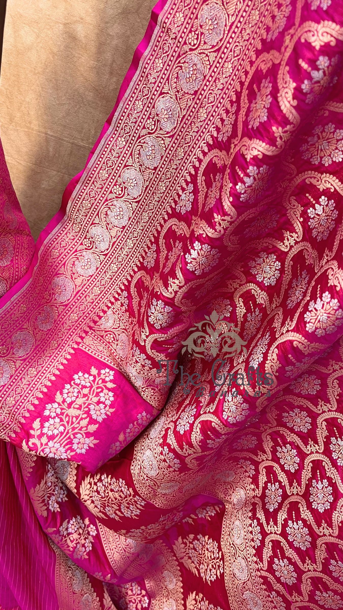 Pure Katan Silk Handloom Banarasi Saree - All over Sona Roopa Jaal work