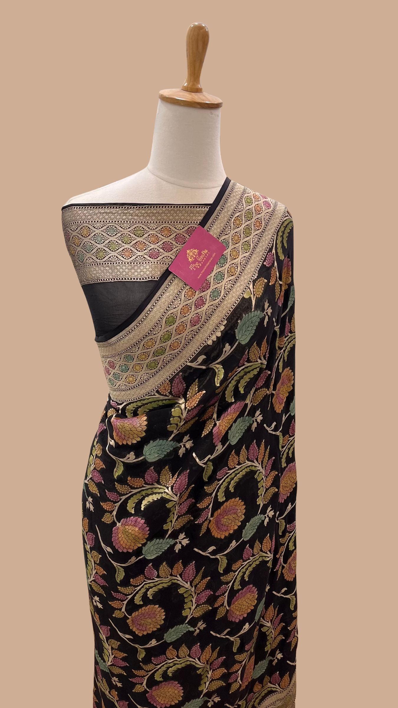 Khaddi Georgette Handloom Banarasi Saree - Water Zari