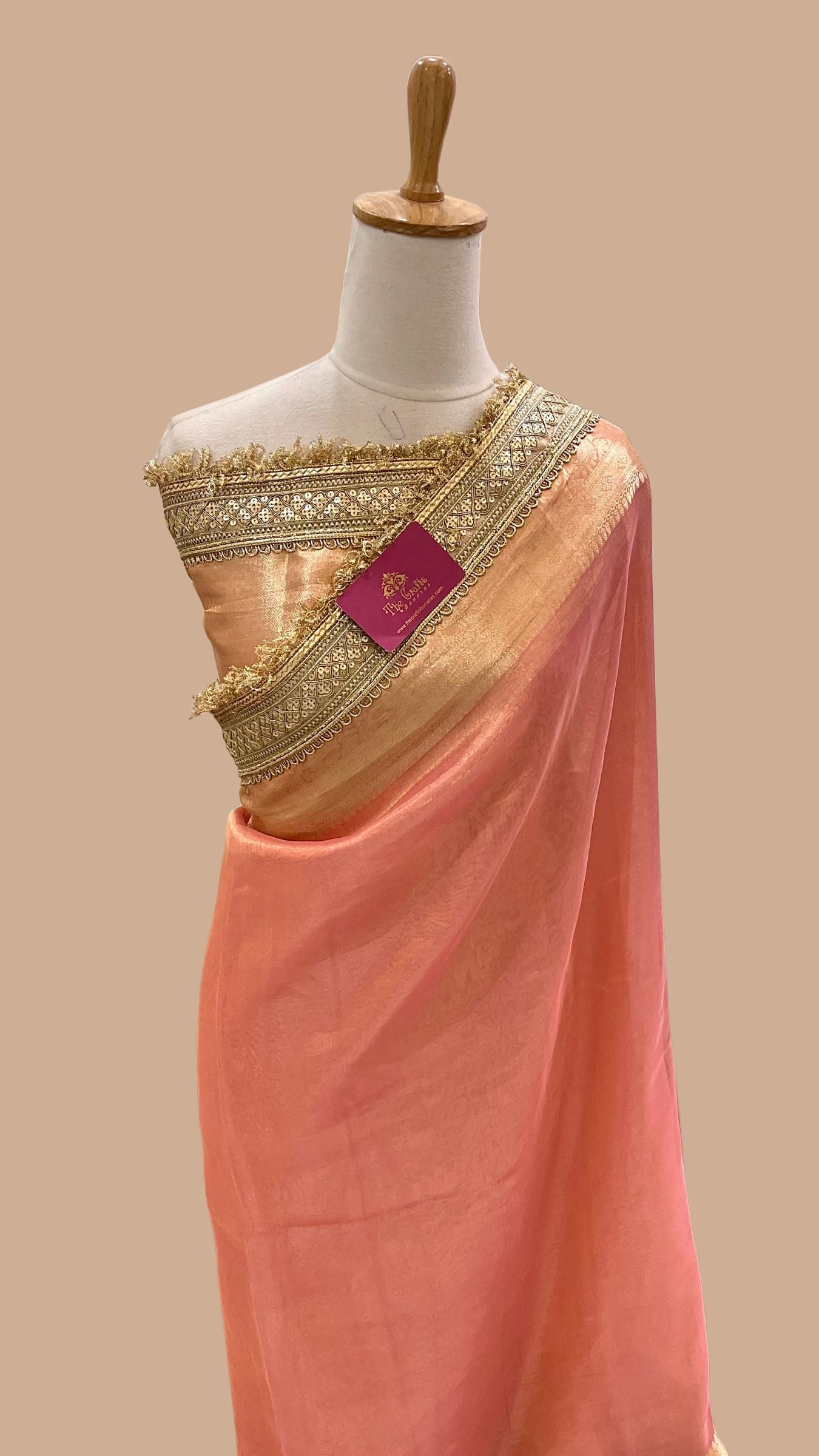 Pure Tissue Silk Handloom Banarasi Saree - with Lace Border