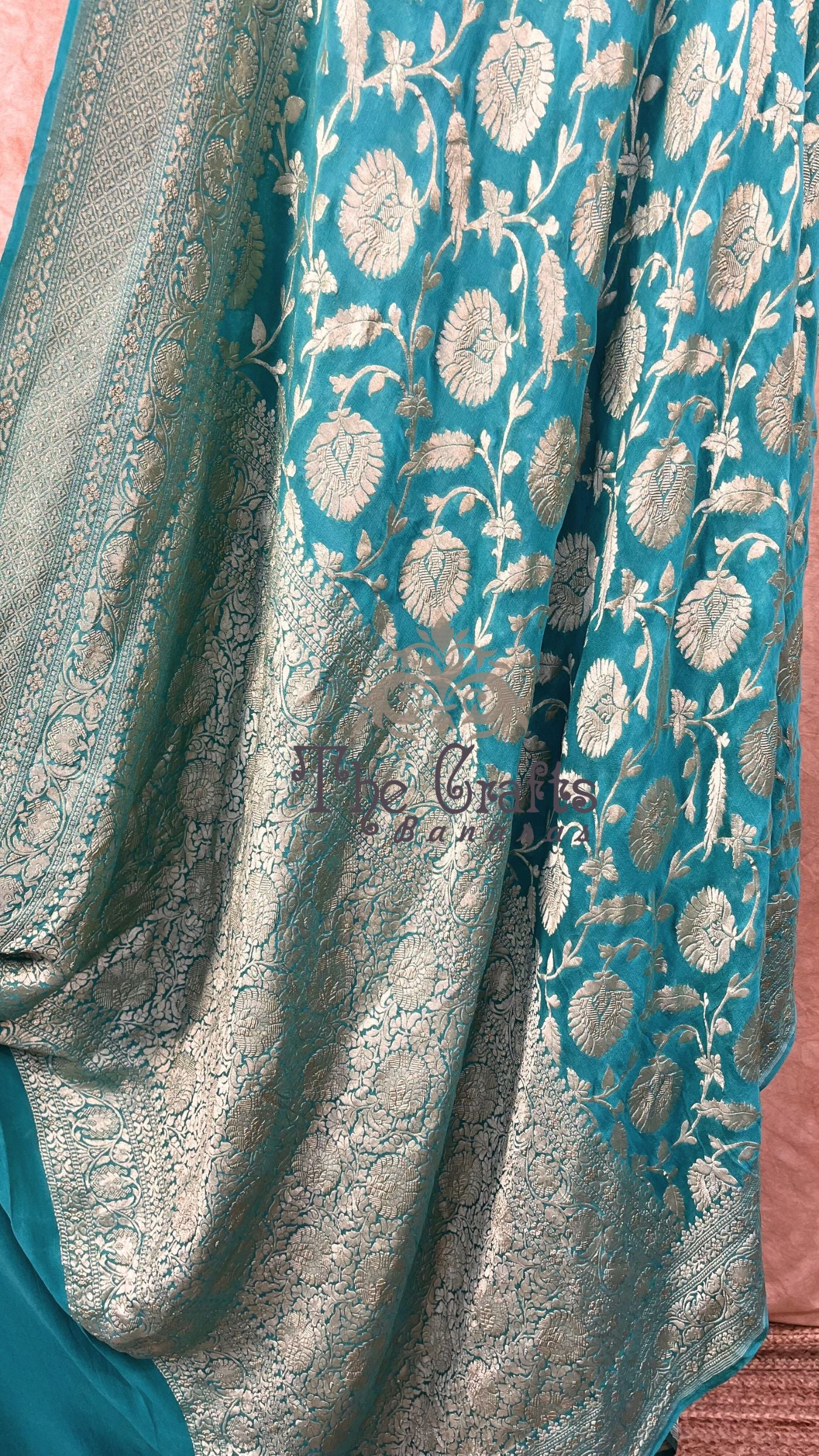 Khaddi Georgette Banarasi Saree - Water Zari