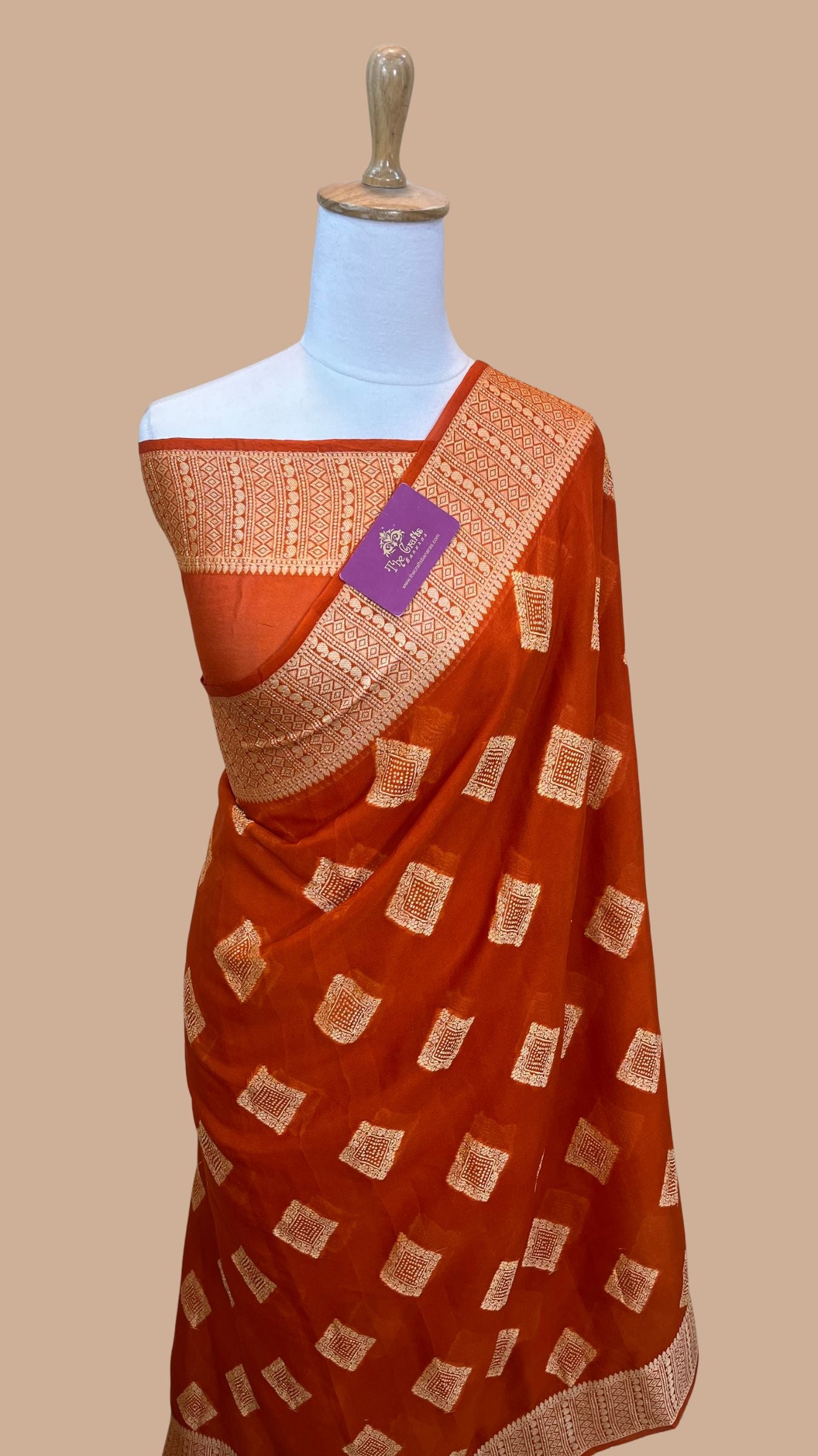 Pure Khaddi Chiffon Banarasi Saree