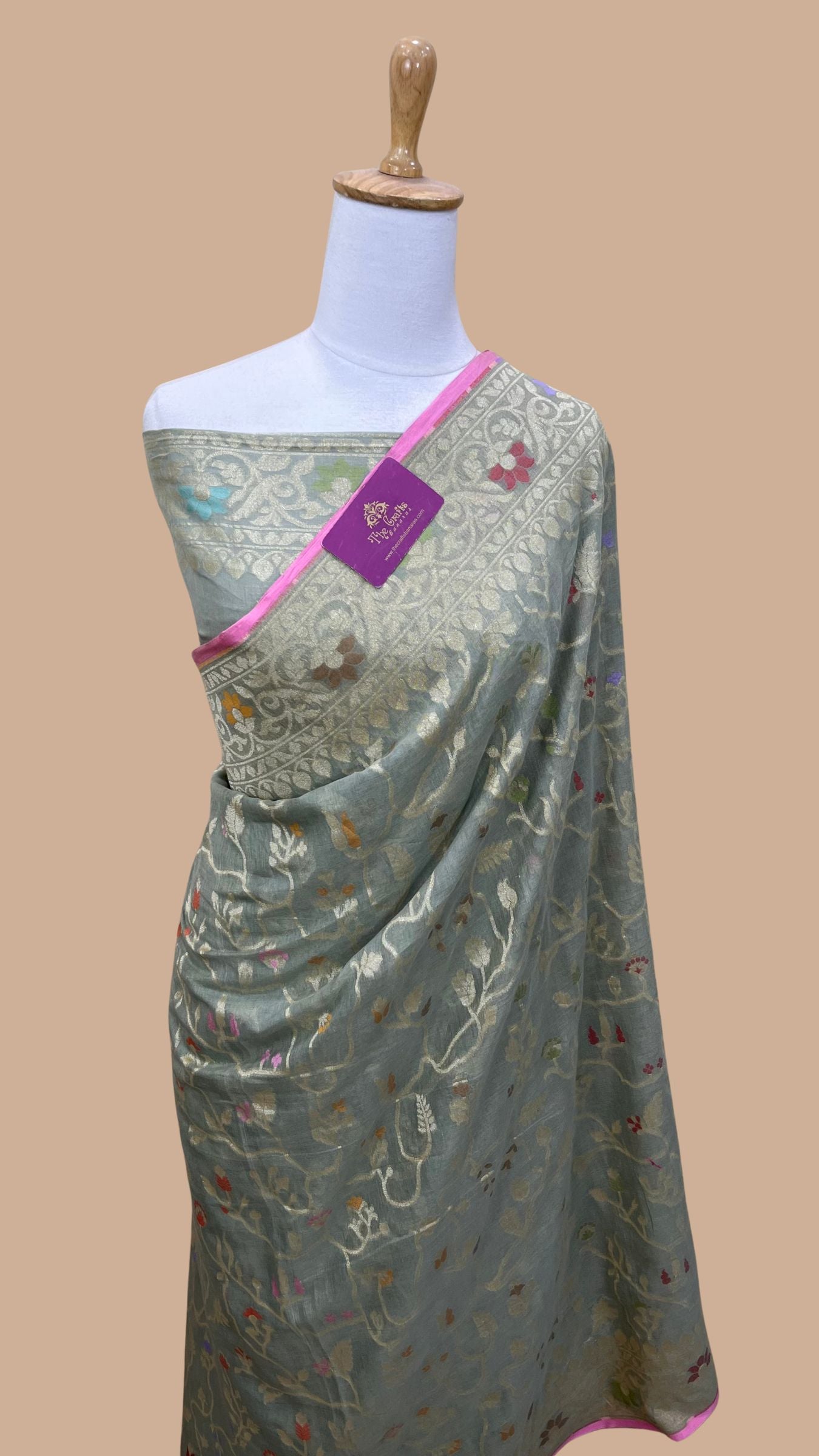Pure Ektara Cotton Jamdani Banarasi Saree - Tilfi