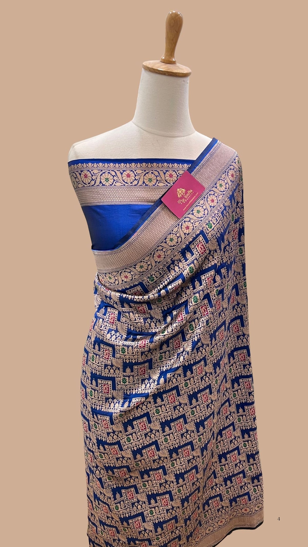Pure Katan Silk Handloom Banarasi Saree -  Jaal Work with Meenakari