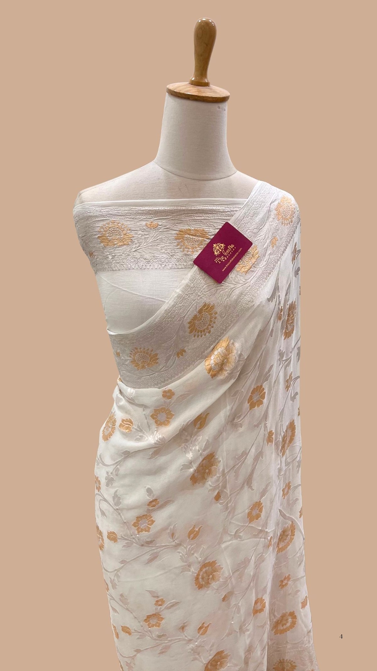 Khaddi Georgette Handloom Banarasi Saree - With sona roopa jaal work