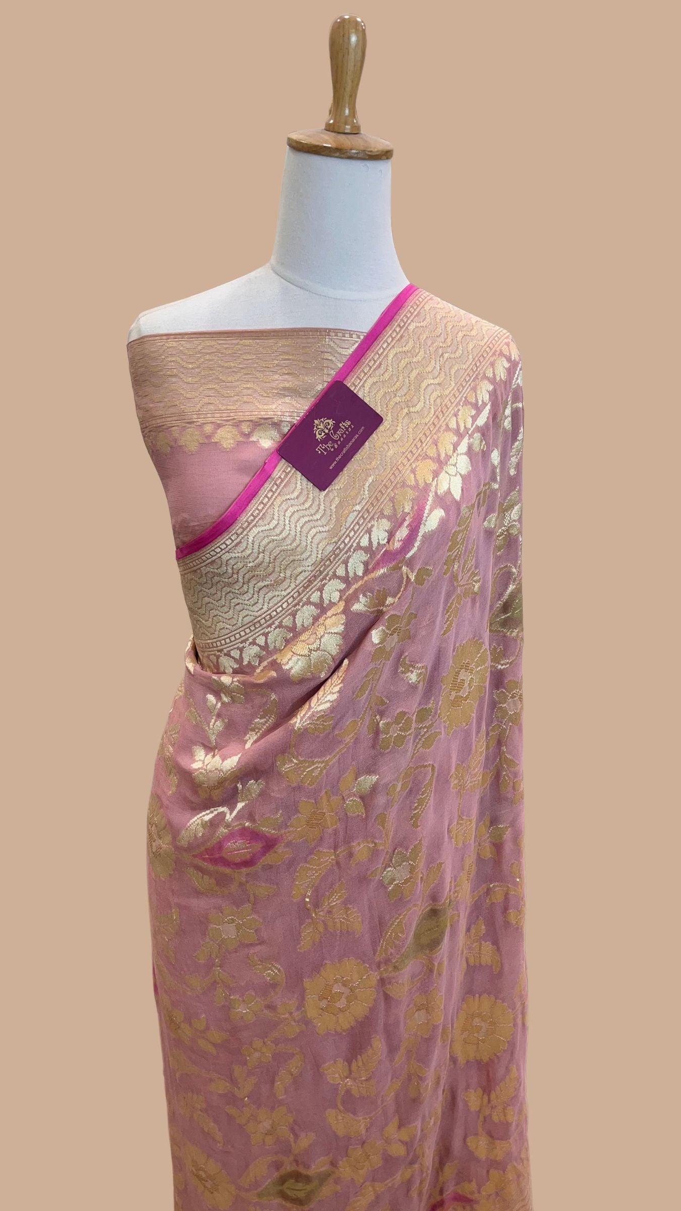 Khaddi Georgette Handloom Banarasi Saree