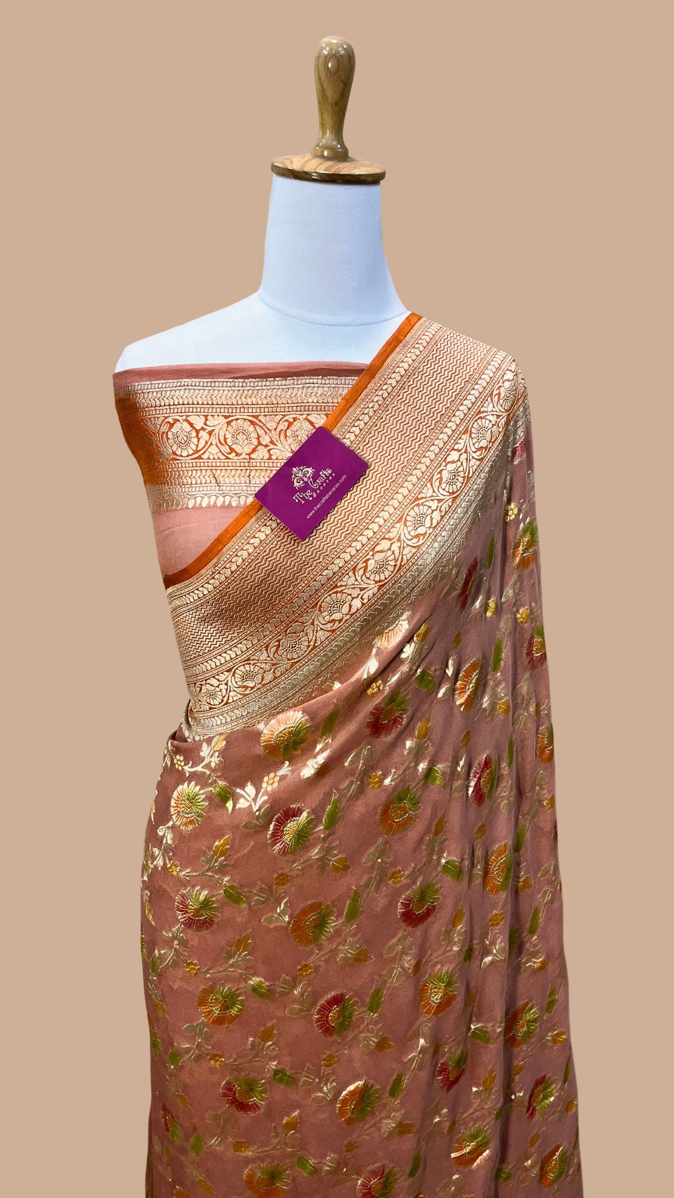 Khaddi Georgette Handloom Banarasi Saree - Water Zari