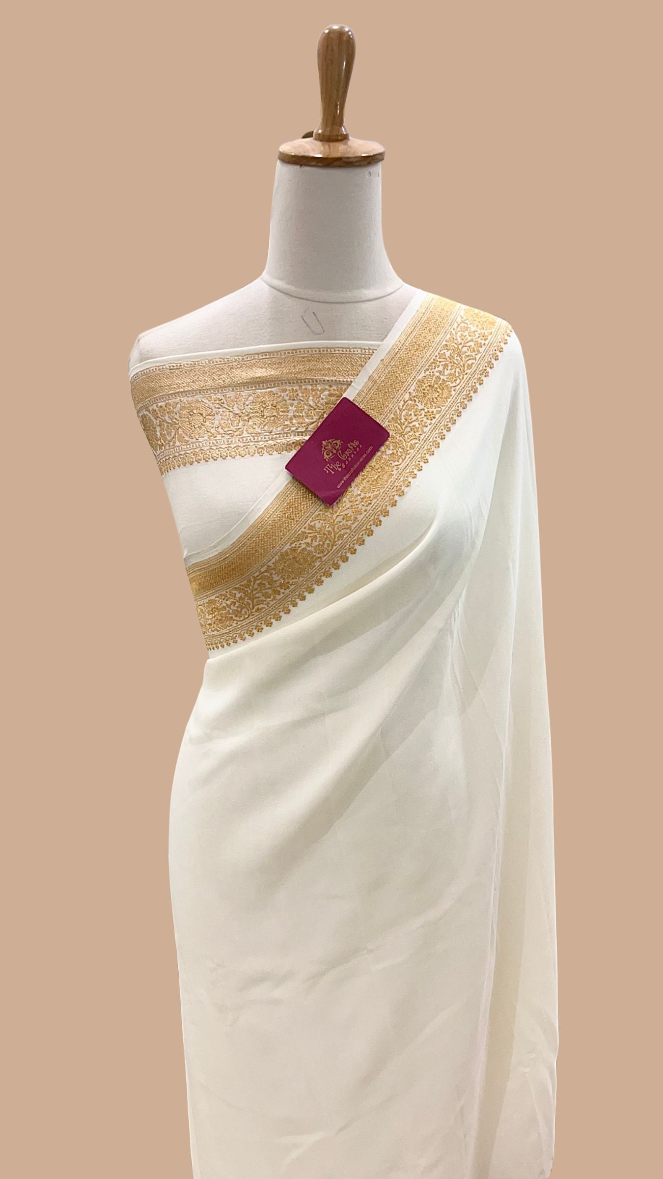 Pure Georgette Crepe Handloom Banarasi Saree