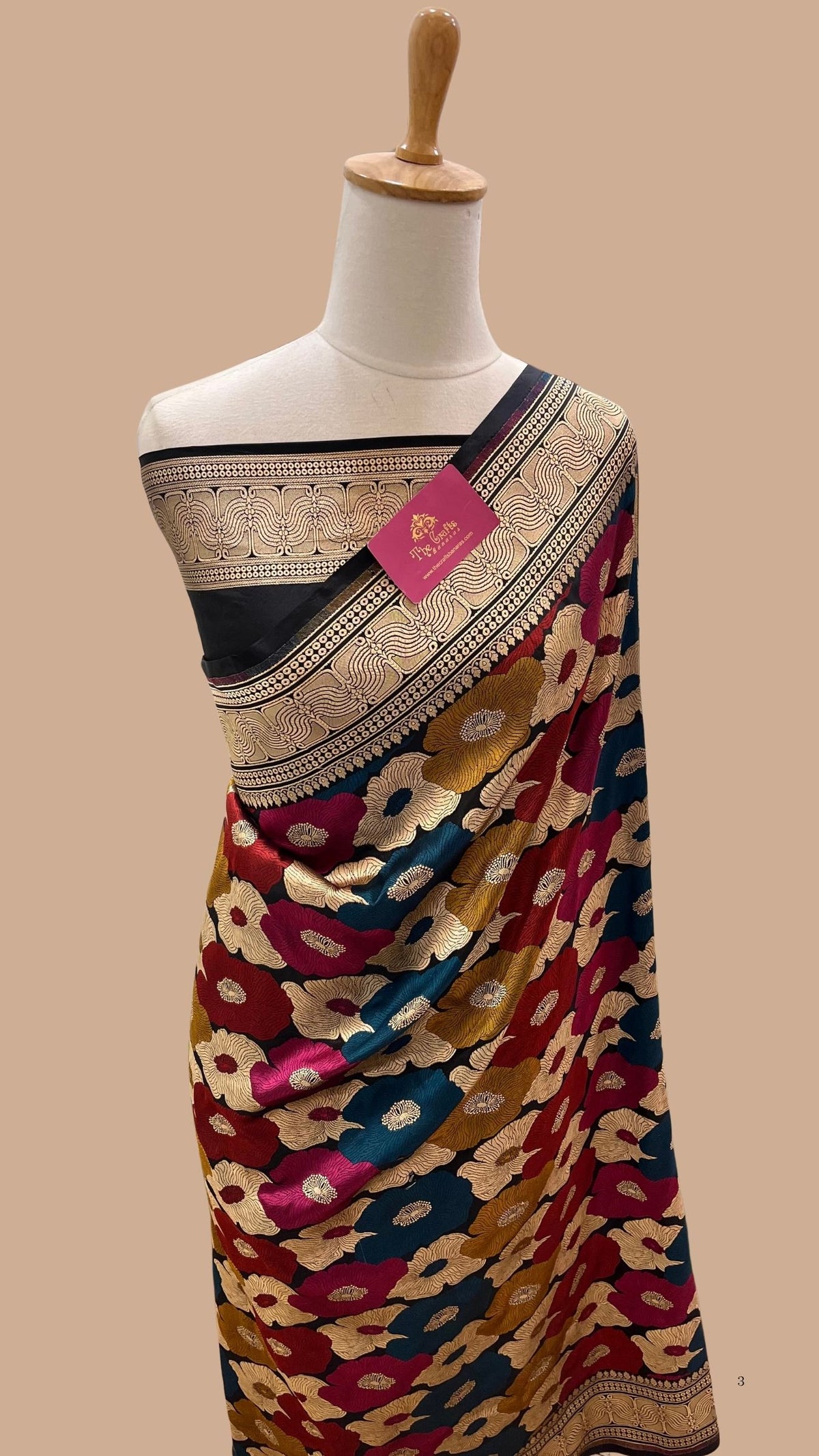 Pure Katan Silk Handloom Banarasi Saree - Multi Meenakari Floral Jaal
