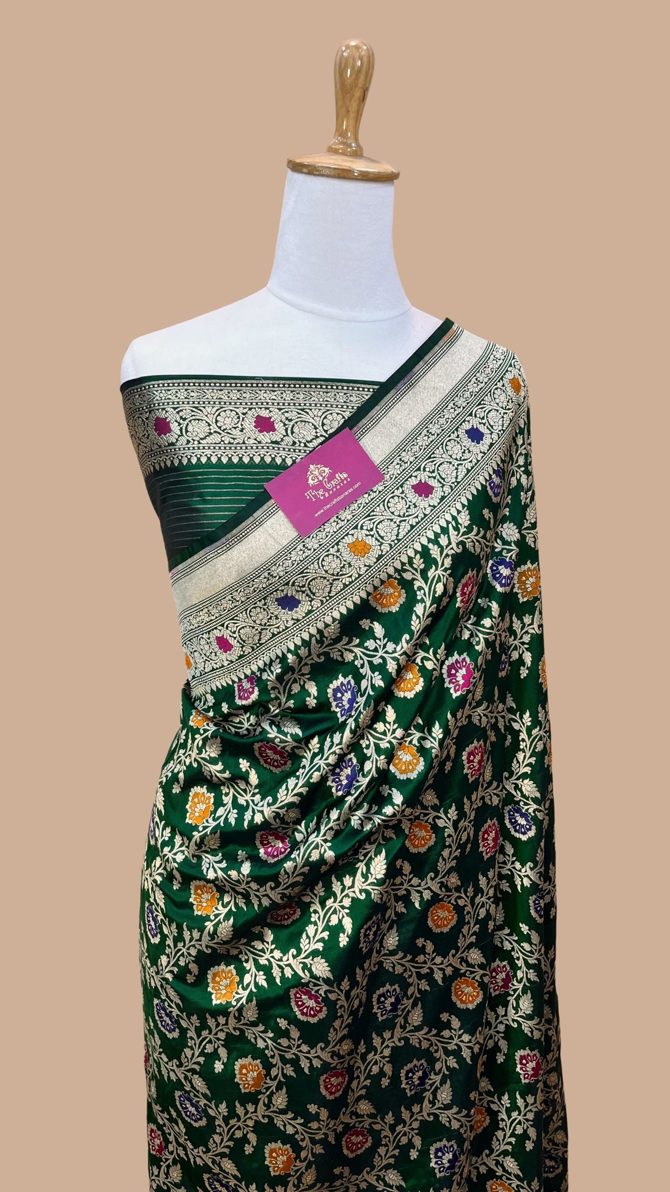 Pure Katan Silk Handloom Banarasi Saree - All over Meenakari Jaal work