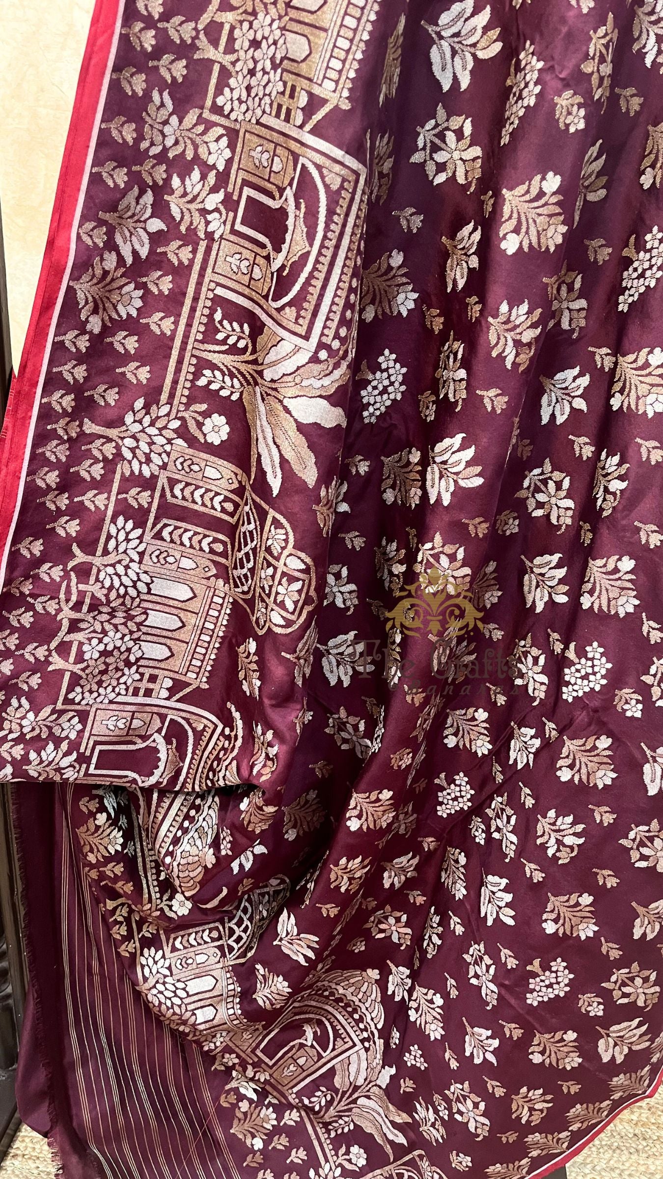 Pure Ektara katan Jamdani Banarasi Saree - Alfi