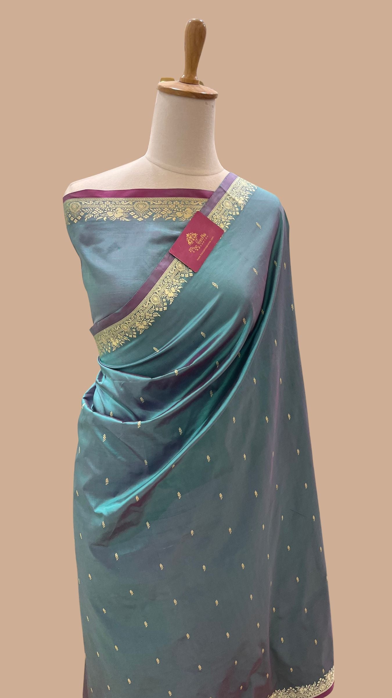 Pure Katan Silk Handloom Banarasi Saree - Resham Chunri Buti