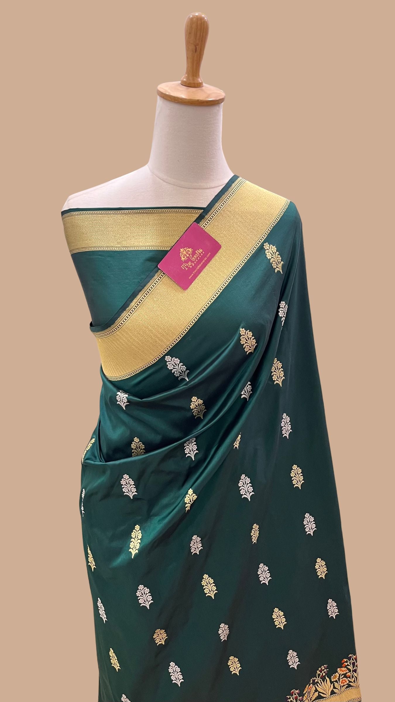 Pure Katan Silk Handloom Banarasi Saree - with Sona Rupa Kadhua motifs