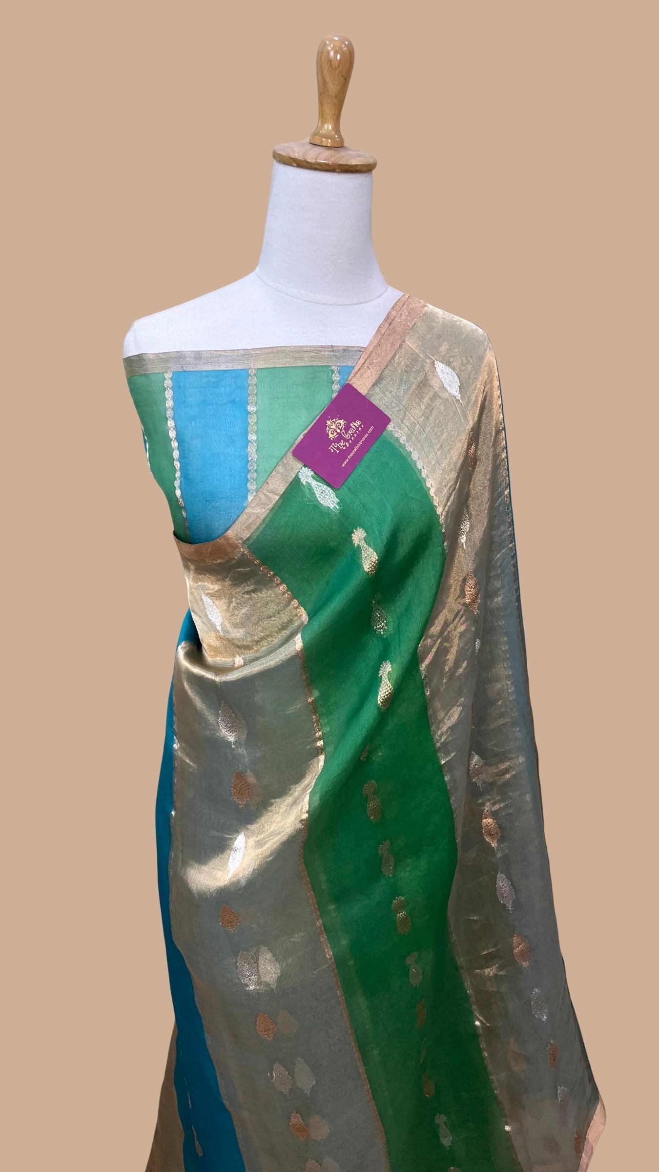 Rangkat Pure Kora Tissue Silk Handloom Banarasi Saree- Kadhua Motifs