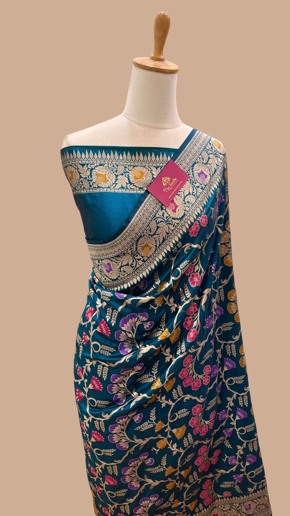 Pure Katan Silk Handloom Banarasi Saree - Jaal Work with Meenakari