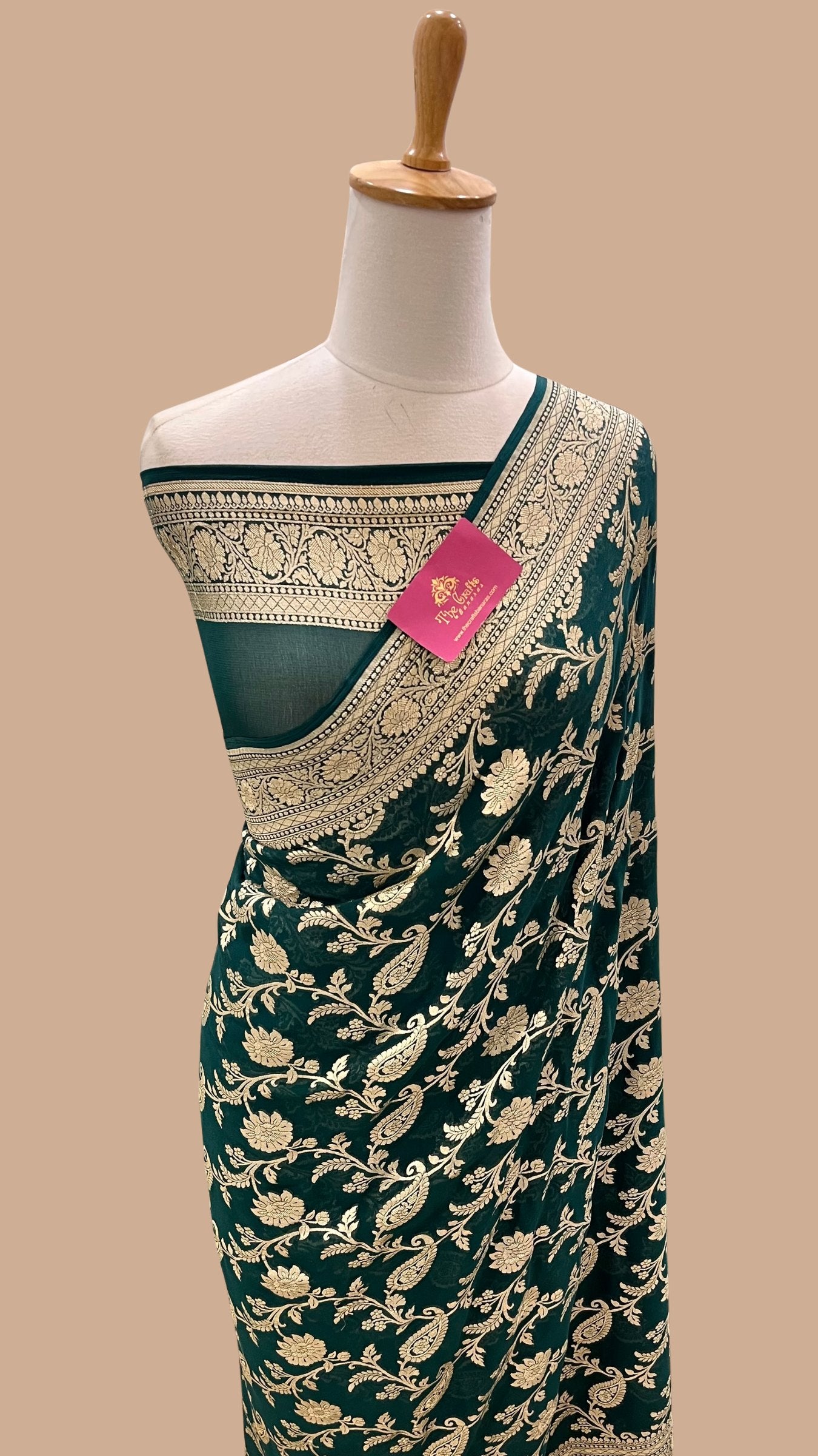 Khaddi Georgette Banarasi Saree - Gold Zari