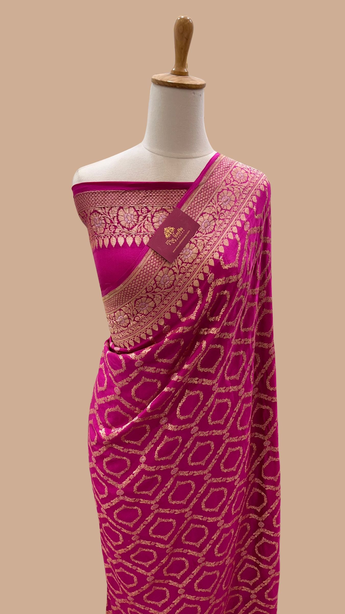 Khaddi Georgette Handloom Banarasi Saree - Jaal Work