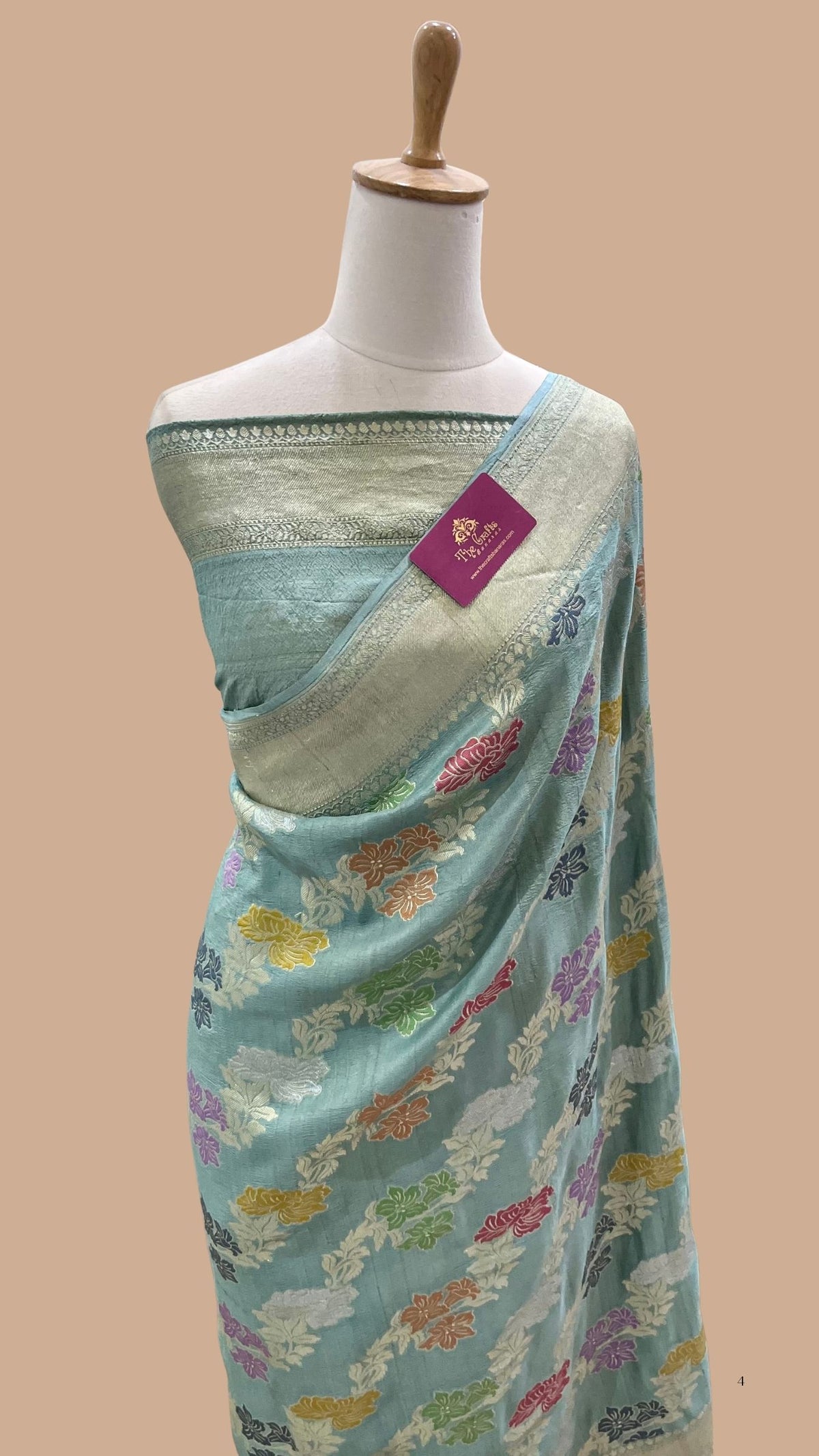 Tussar Georgette Handloom Banarasi Saree - Jaal with Meenakari