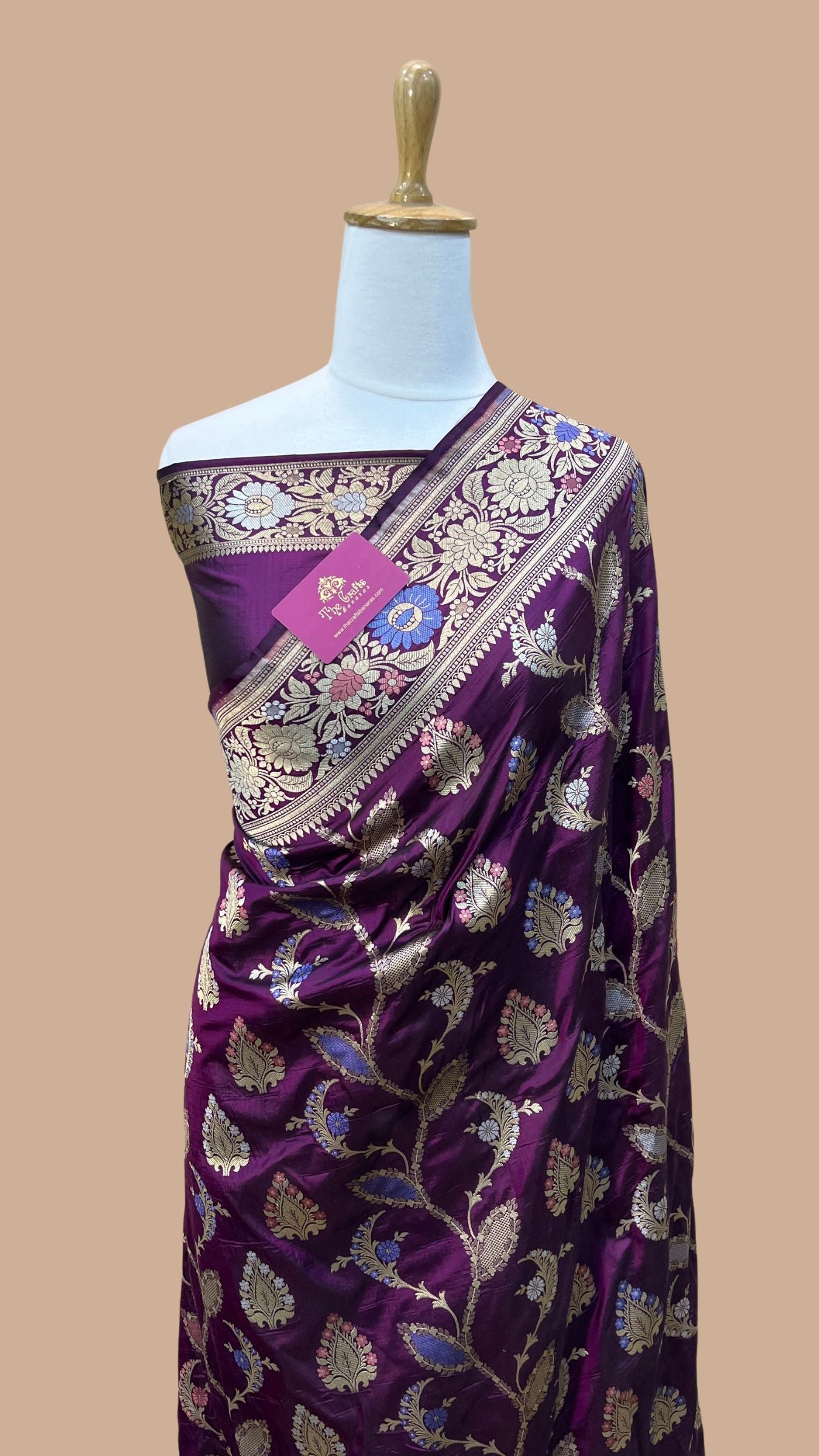 Pure Katan Silk Handloom Banarasi Saree - All over meenakari Jaal work