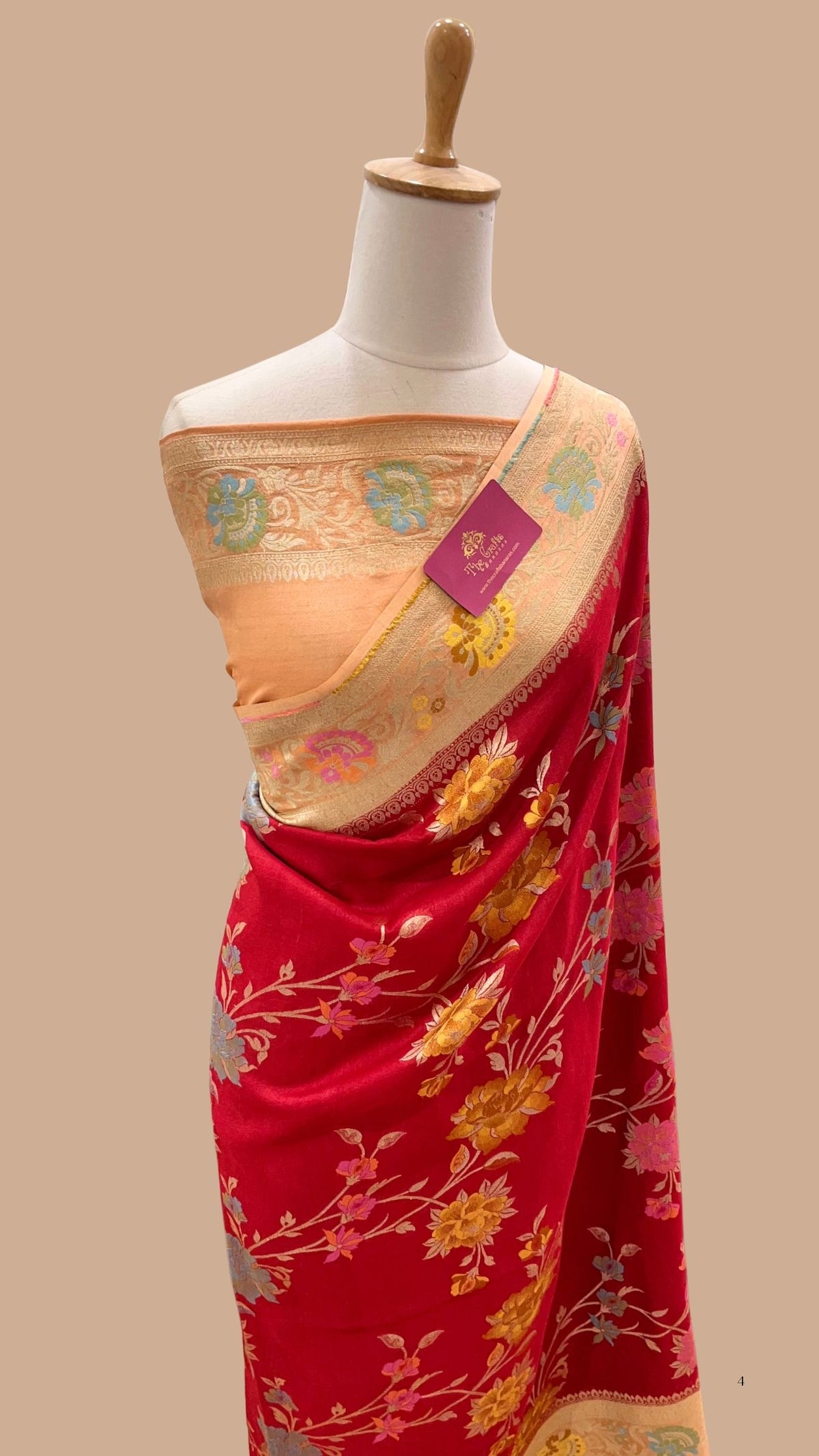 Tussar Georgette Handloom Banarasi Saree - Jaal with Meenakari
