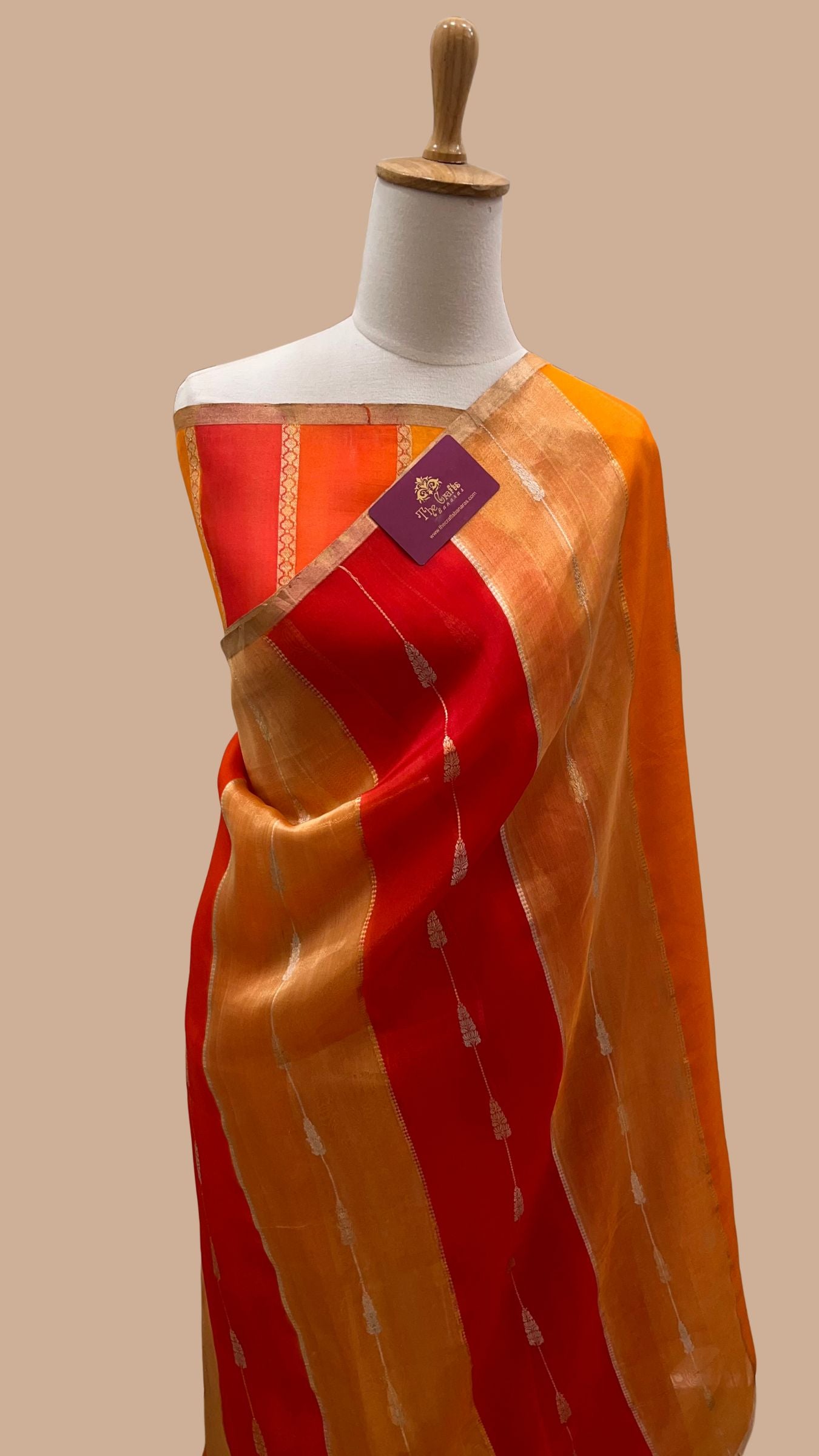 Rangkat Pure Kora Tissue Silk Handloom Banarasi Saree- Kadhua Motifs