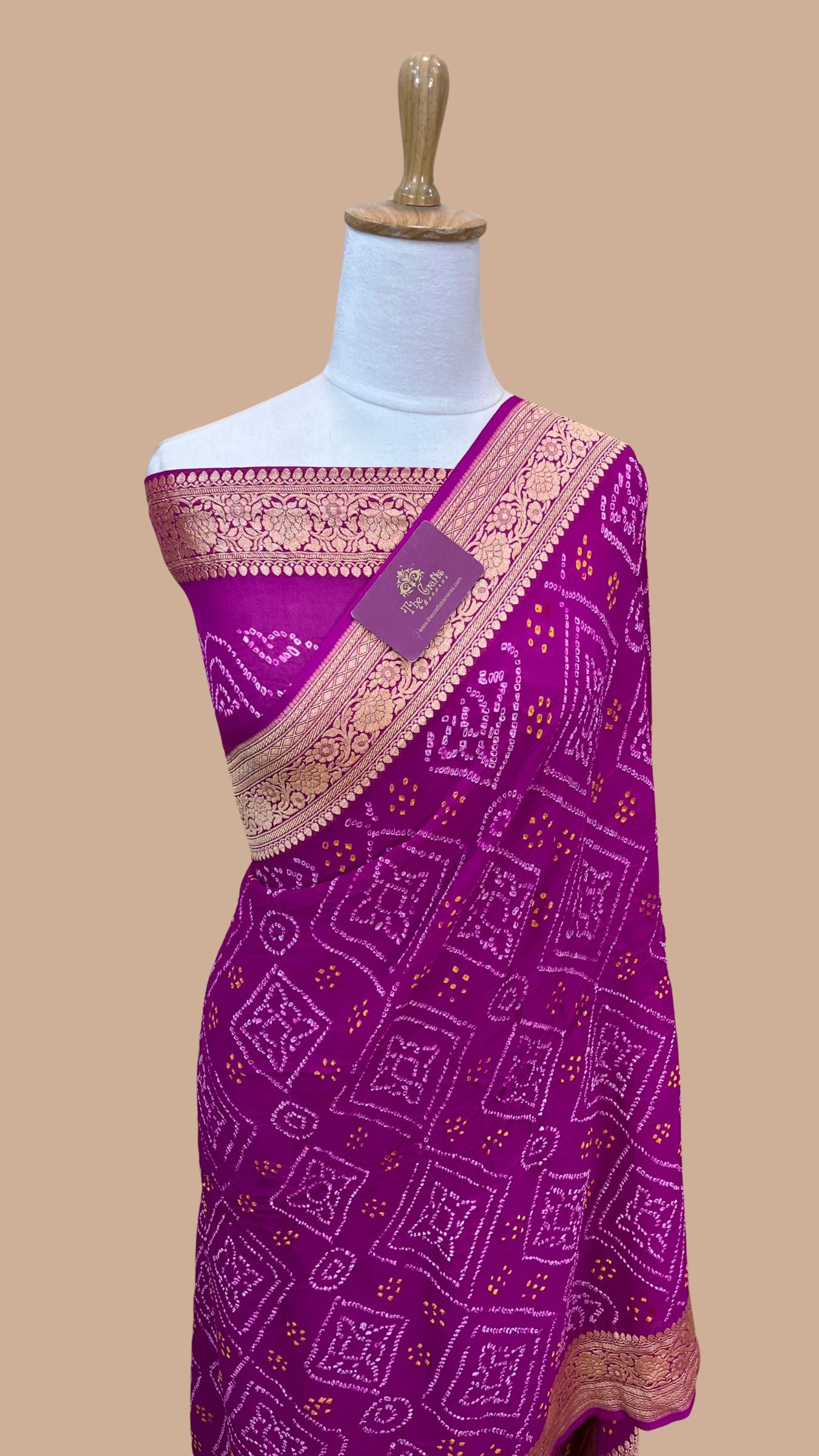 Pure Georgette Banarasi Handloom Bandhej Saree