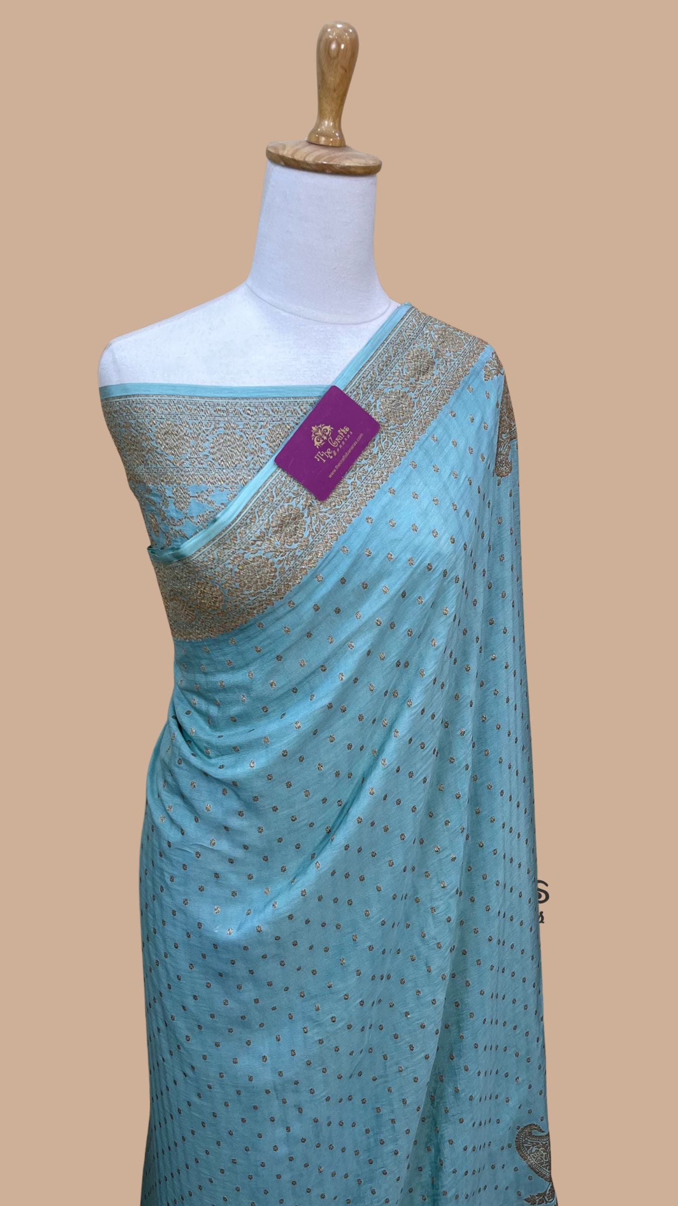 Pure Crepe Georgette Banarasi Saree - Antique Zari