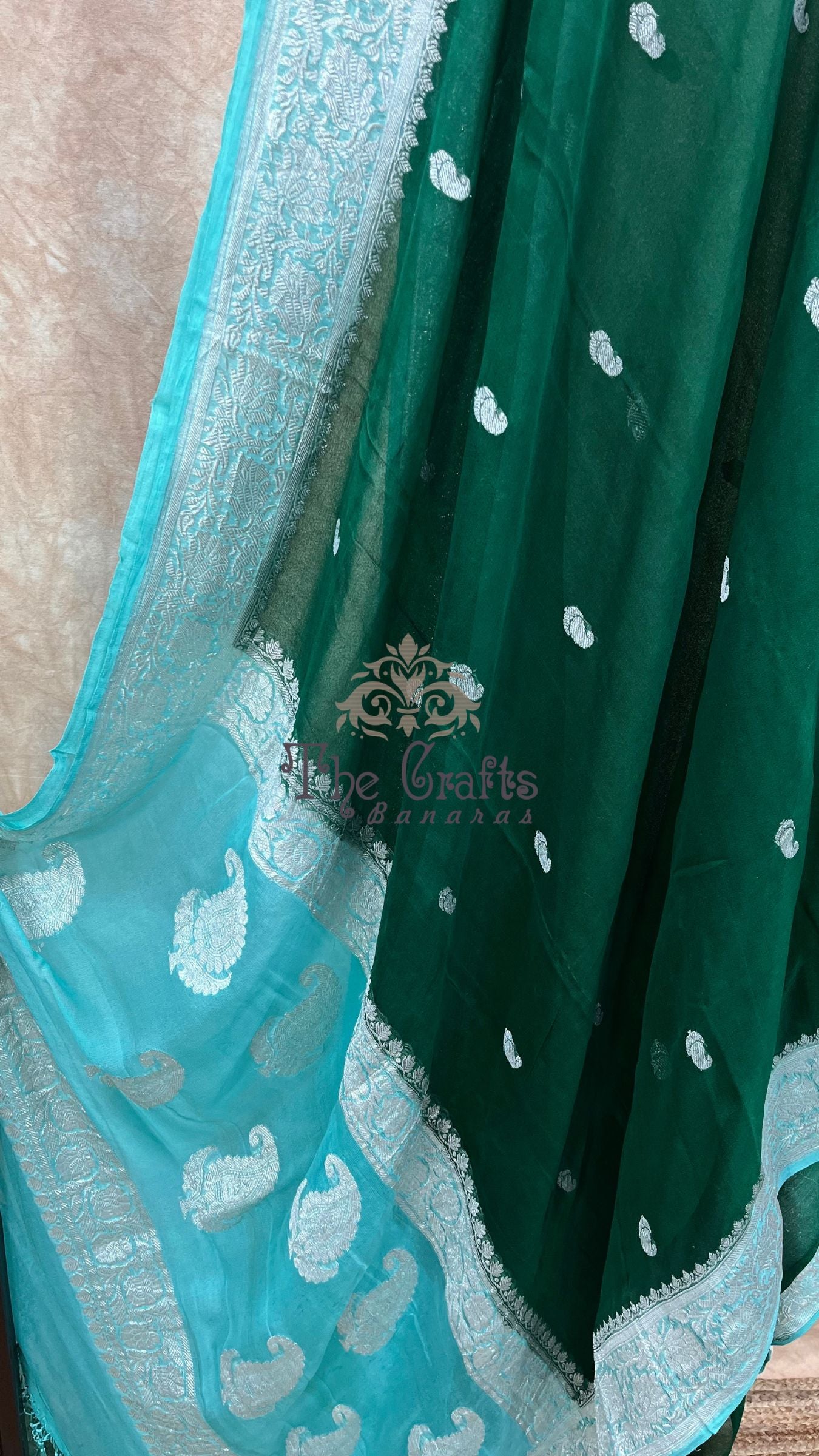 Pure Georgette Banarasi Handloom Saree - Silver Zari