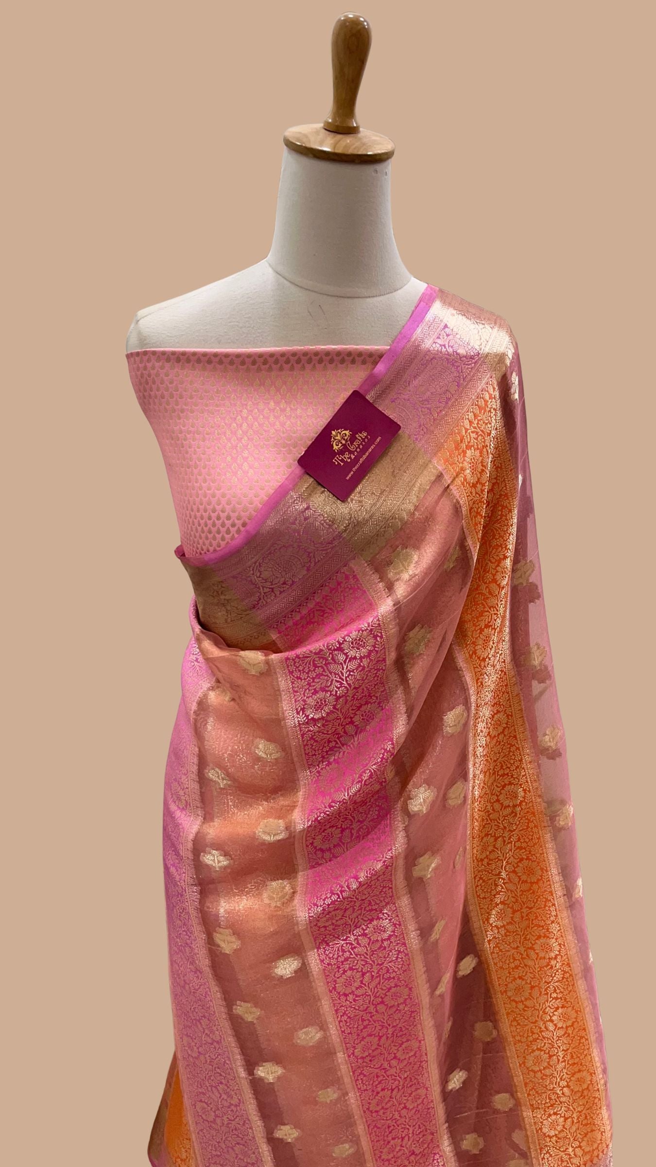 Pure Chiniya Tissue Silk Banarasi Saree - Multicolour Stripe