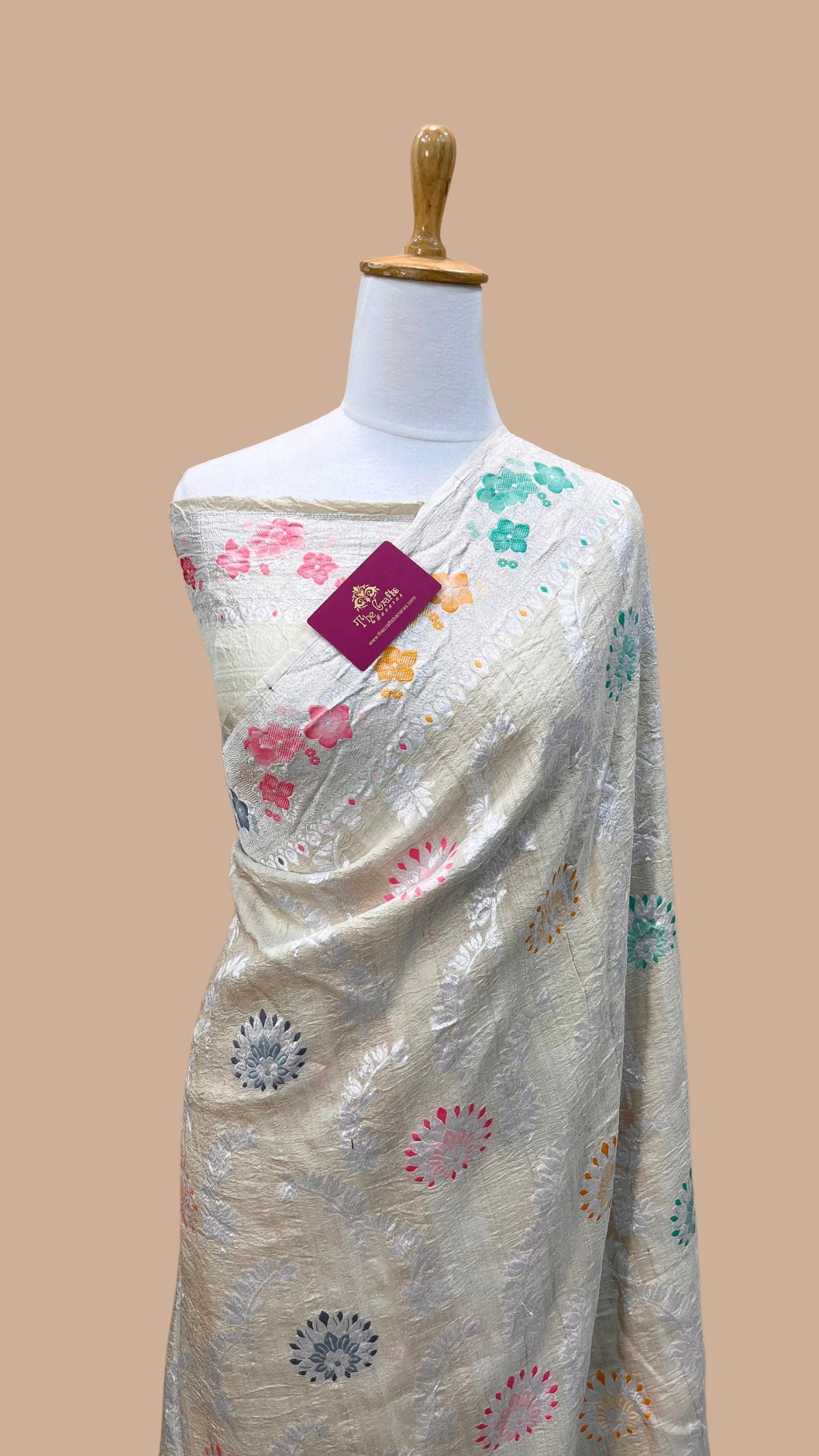 Tussar Georgette Handloom Banarasi Saree - Meenakari