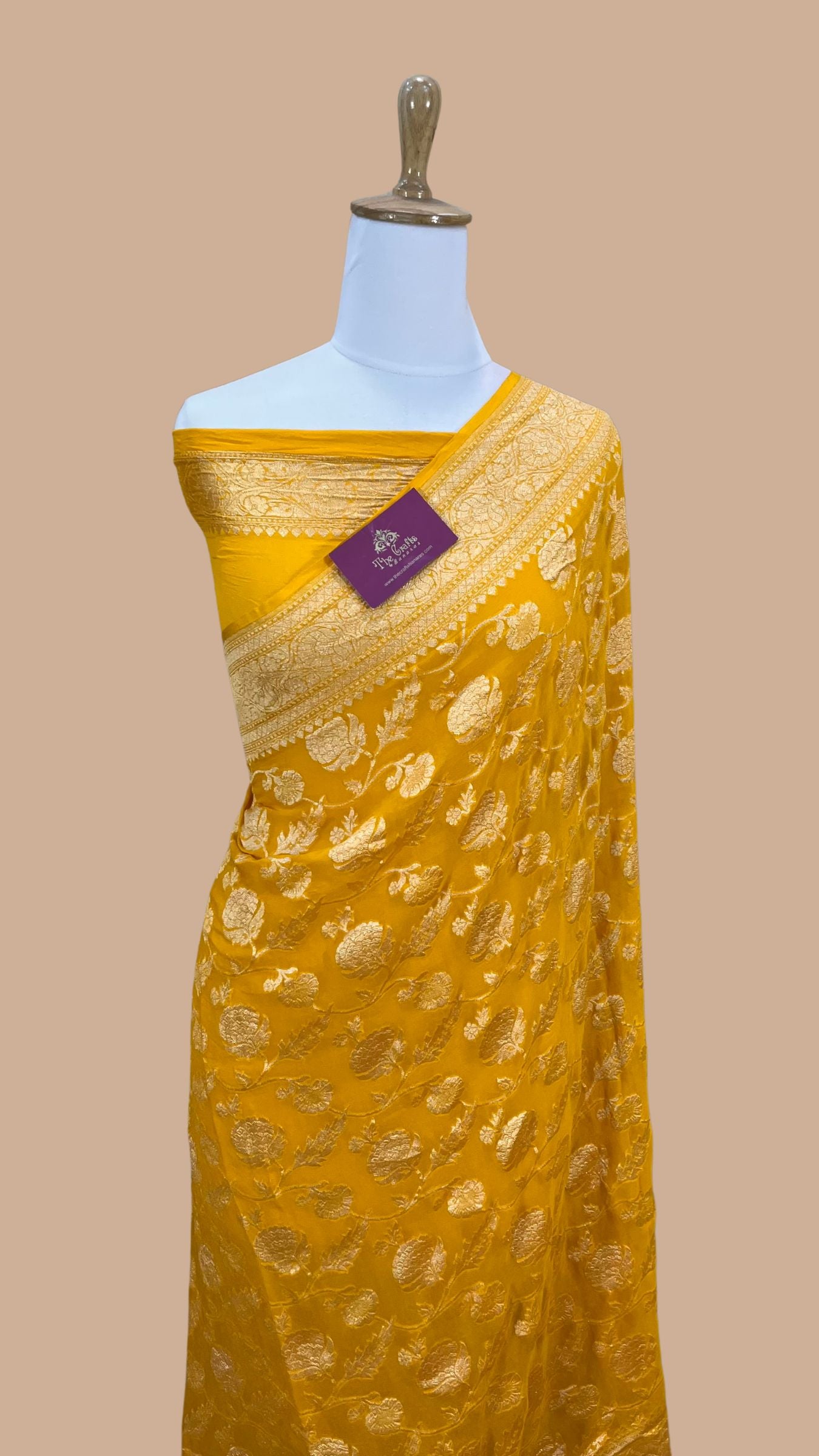 Khaddi Georgette Banarasi Saree - Gold Zari