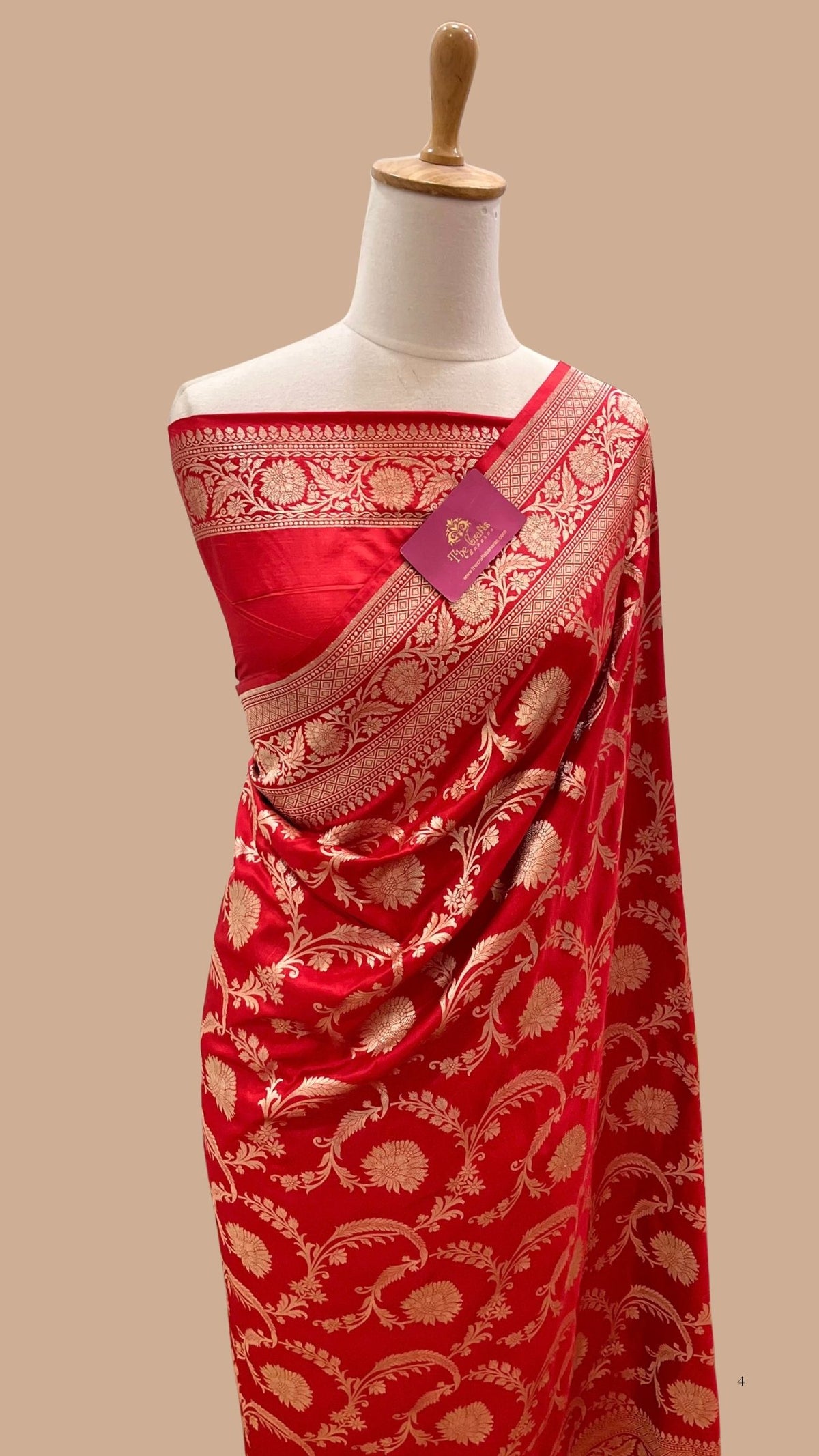 Pure Katan Silk Handloom Banarasi Saree - Jaal work