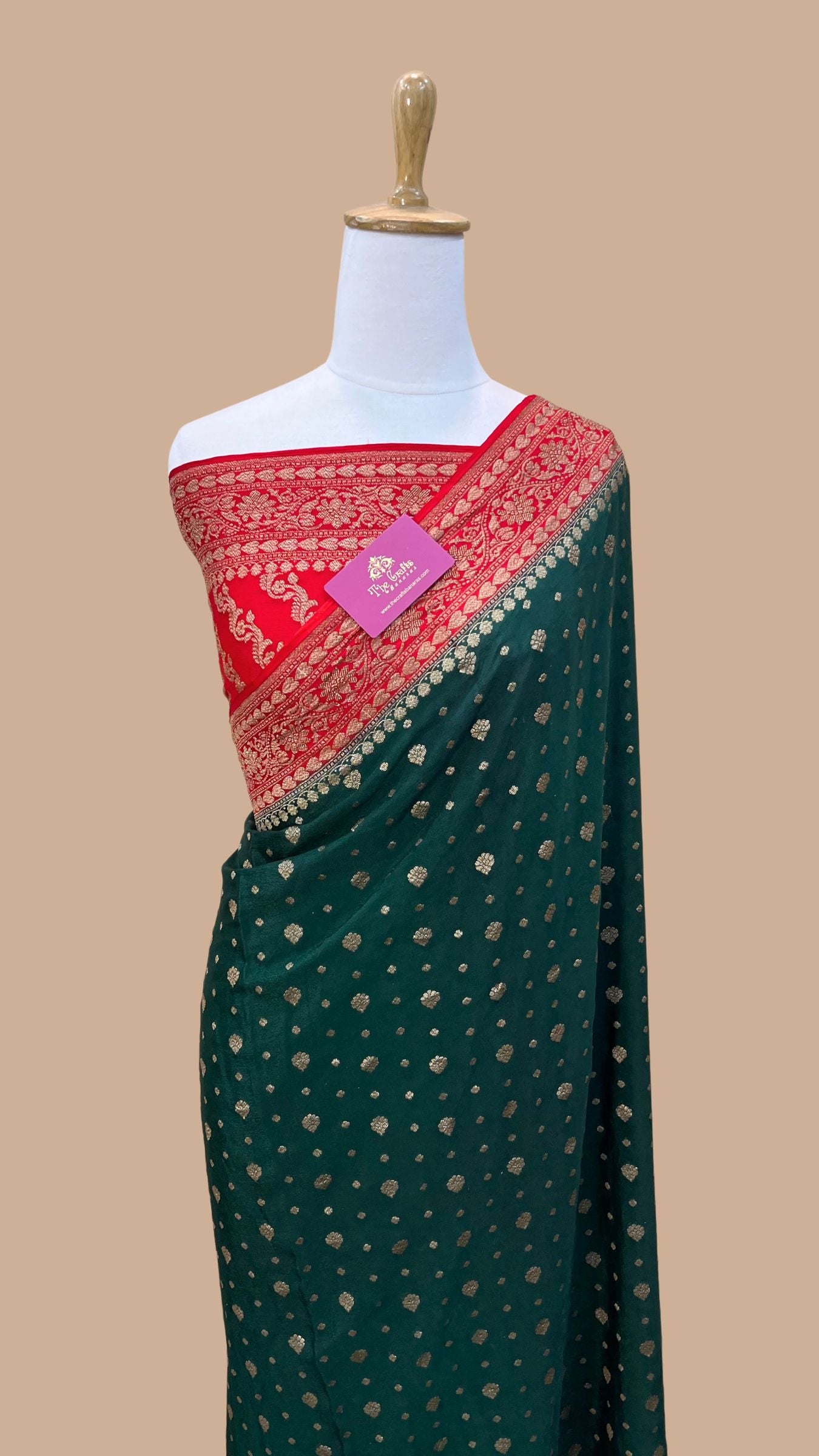 Pure Crepe Georgette Banarasi Saree - Antique Zari