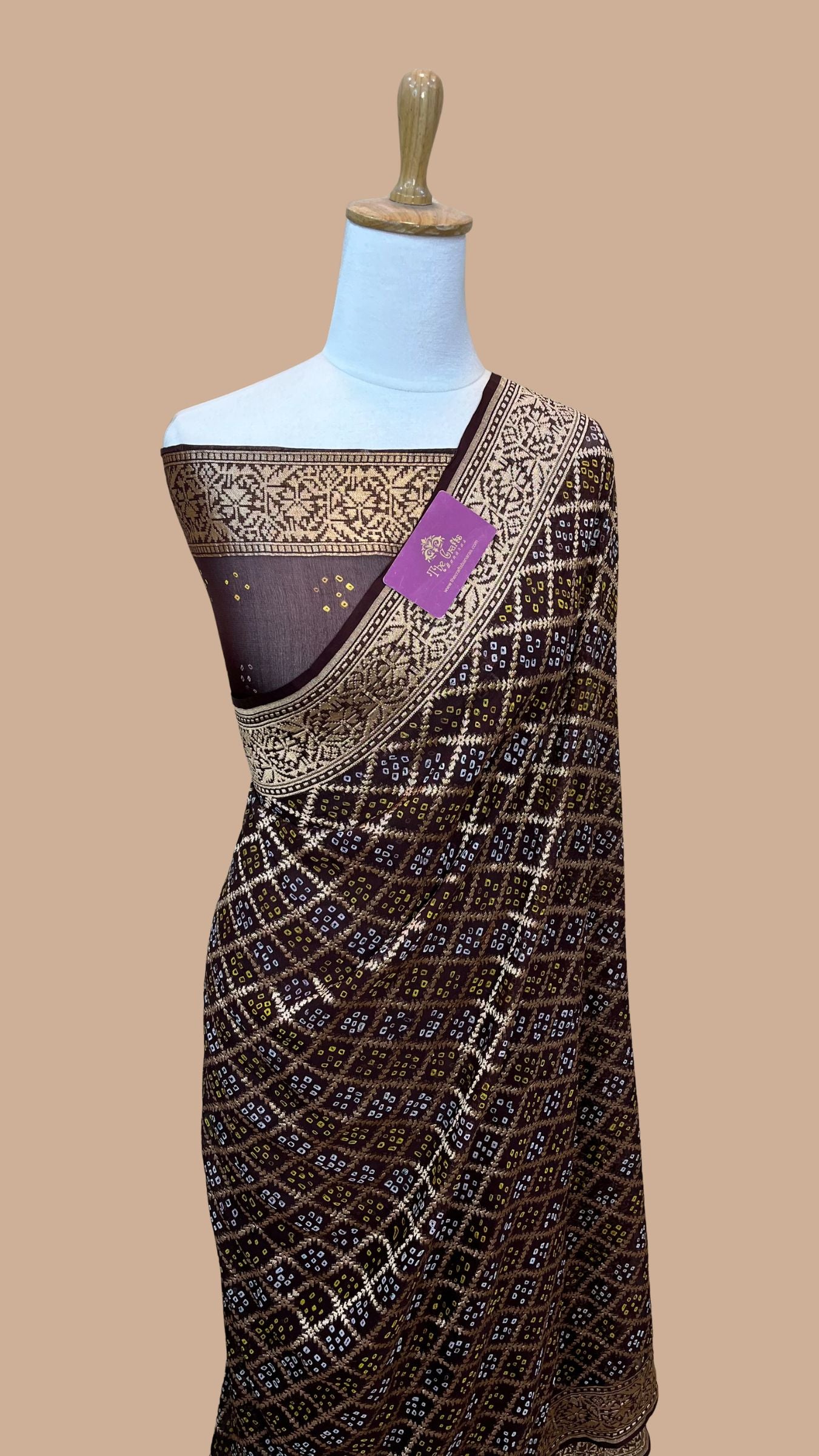 Pure Georgette Banarasi Handloom Bandhej Saree