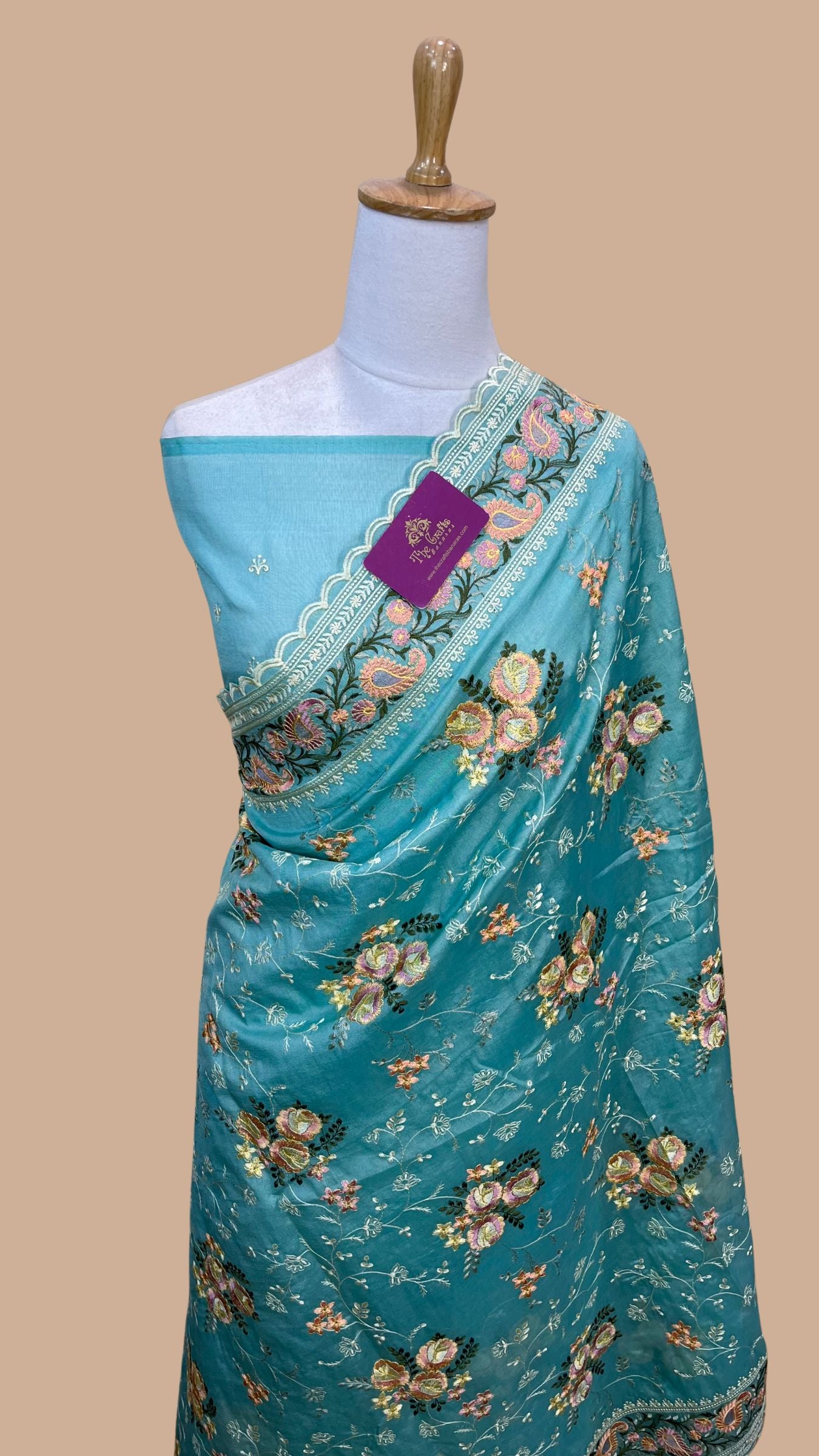 Pure Tissue Silk Banarasi Saree - Chikankari all over