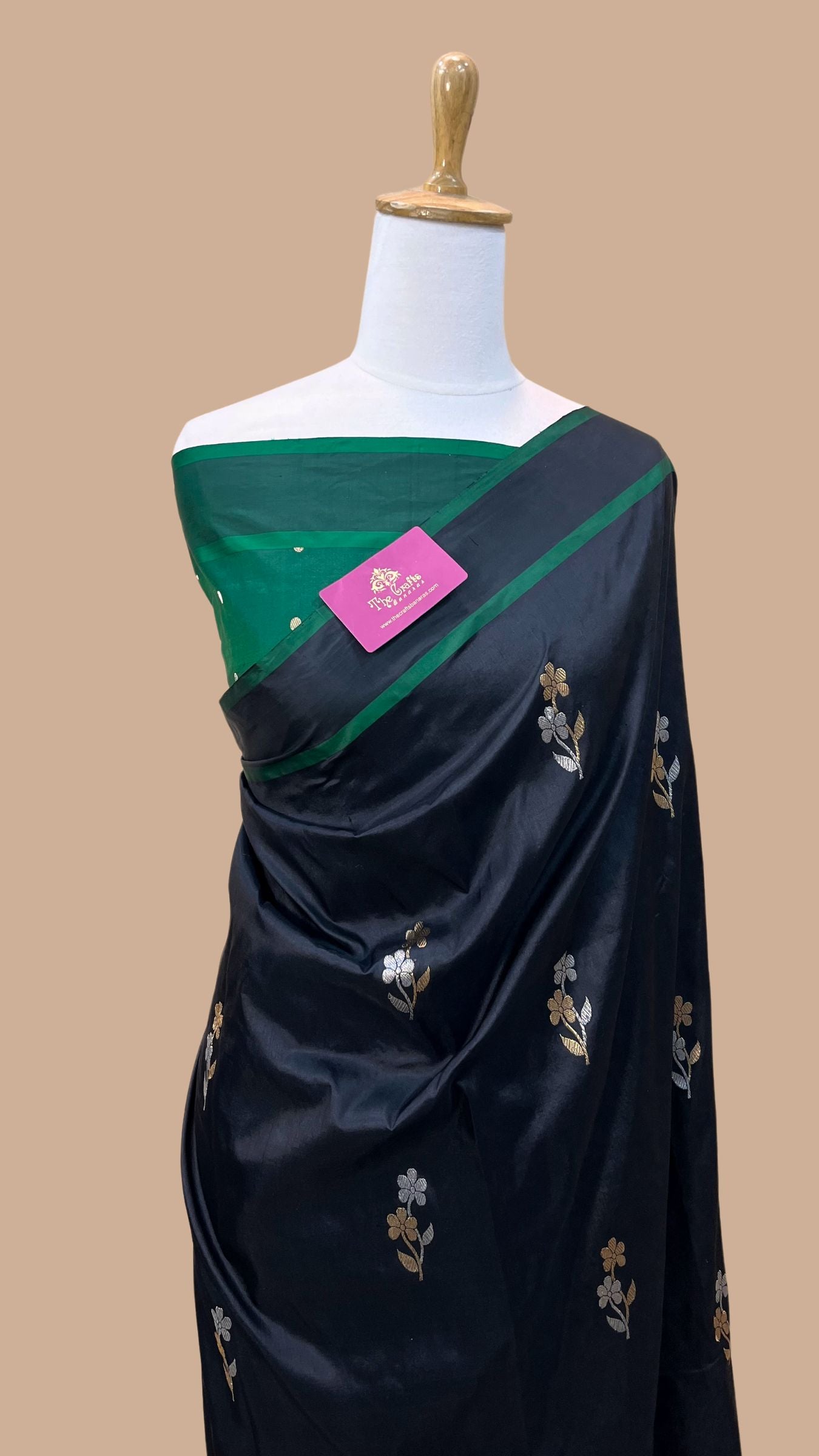 Pure Mango Silk Handloom Banarasi Saree - With Sona Roopa Motifs