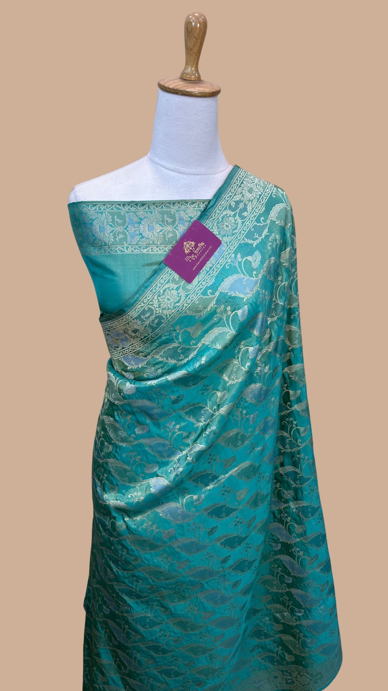 Pure Katan Silk Handloom Banarasi Saree - All over Sona Roopa Jaal work