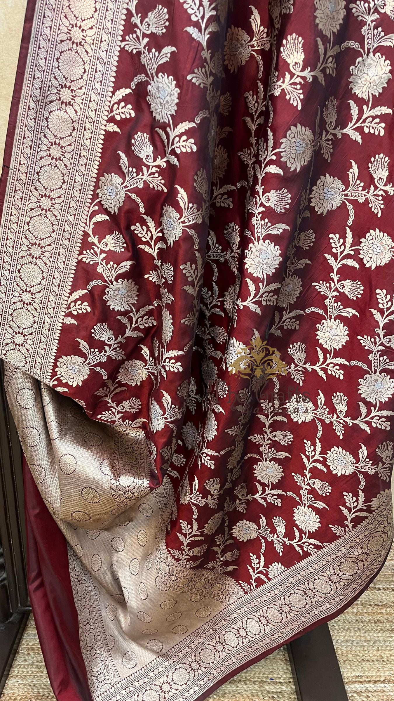 Pure Katan Silk Handloom Banarasi Saree - All over Sona rupa jaal work