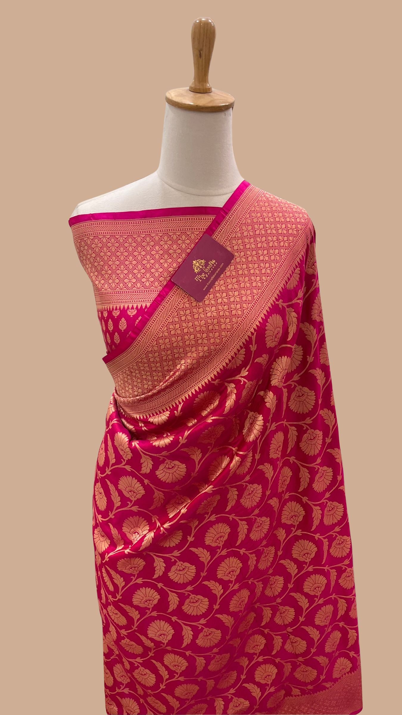 Pure Katan Silk Handloom Banarasi Saree - Jaal work