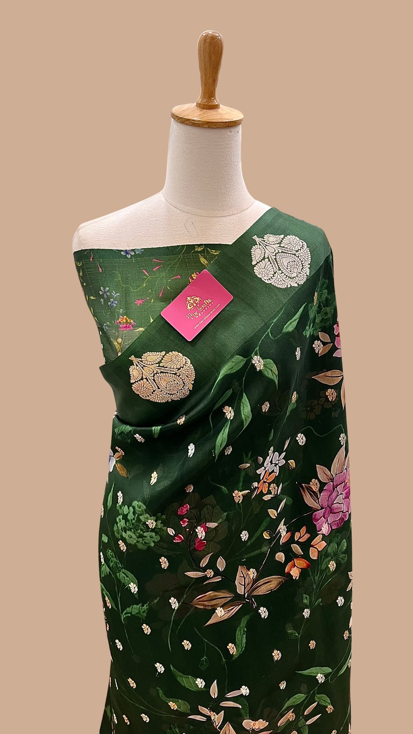 Pure Kora Silk Banarasi Saree - with Digital Print