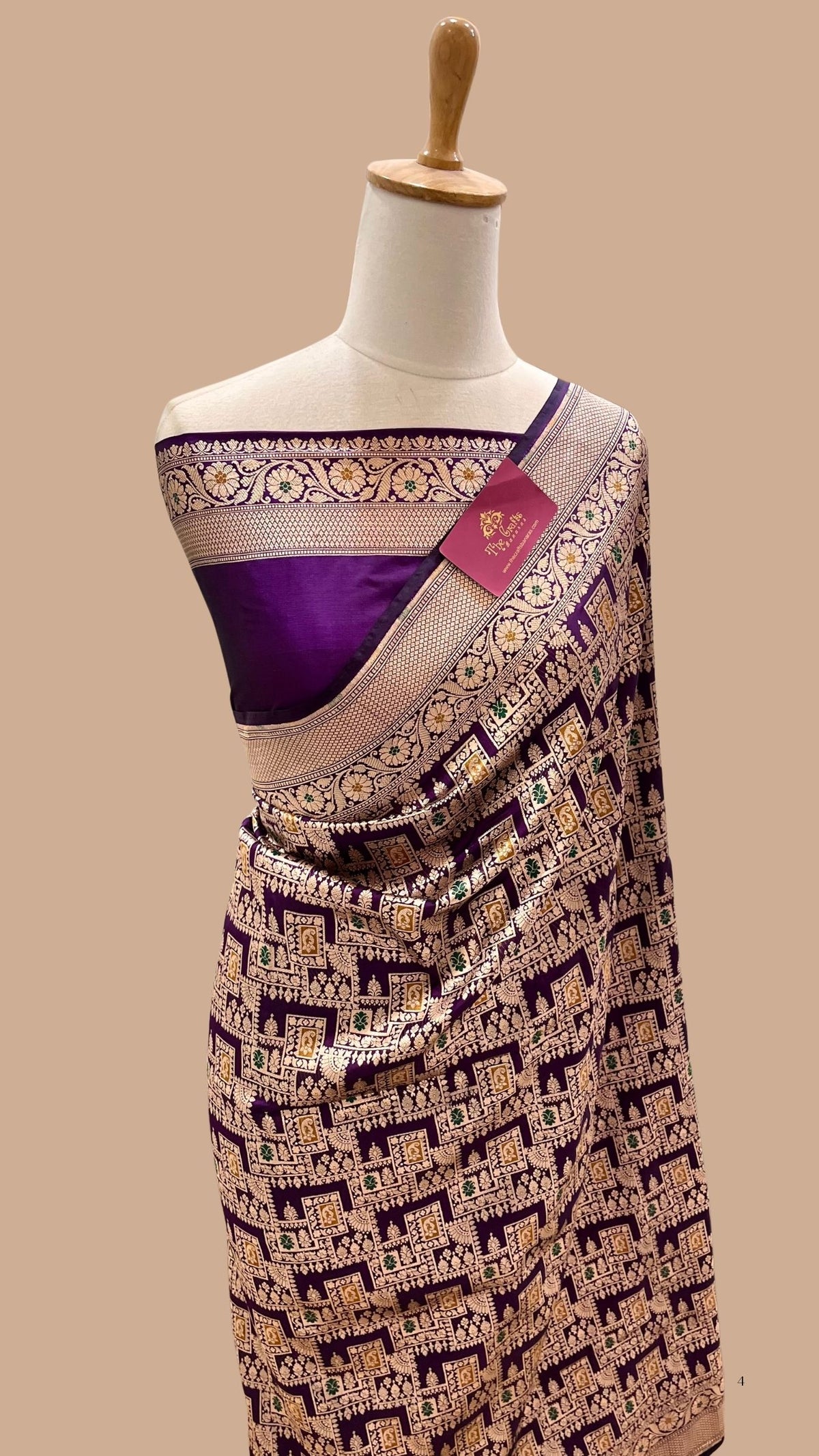 Pure Katan Silk Handloom Banarasi Saree -  Jaal Work with Meenakari