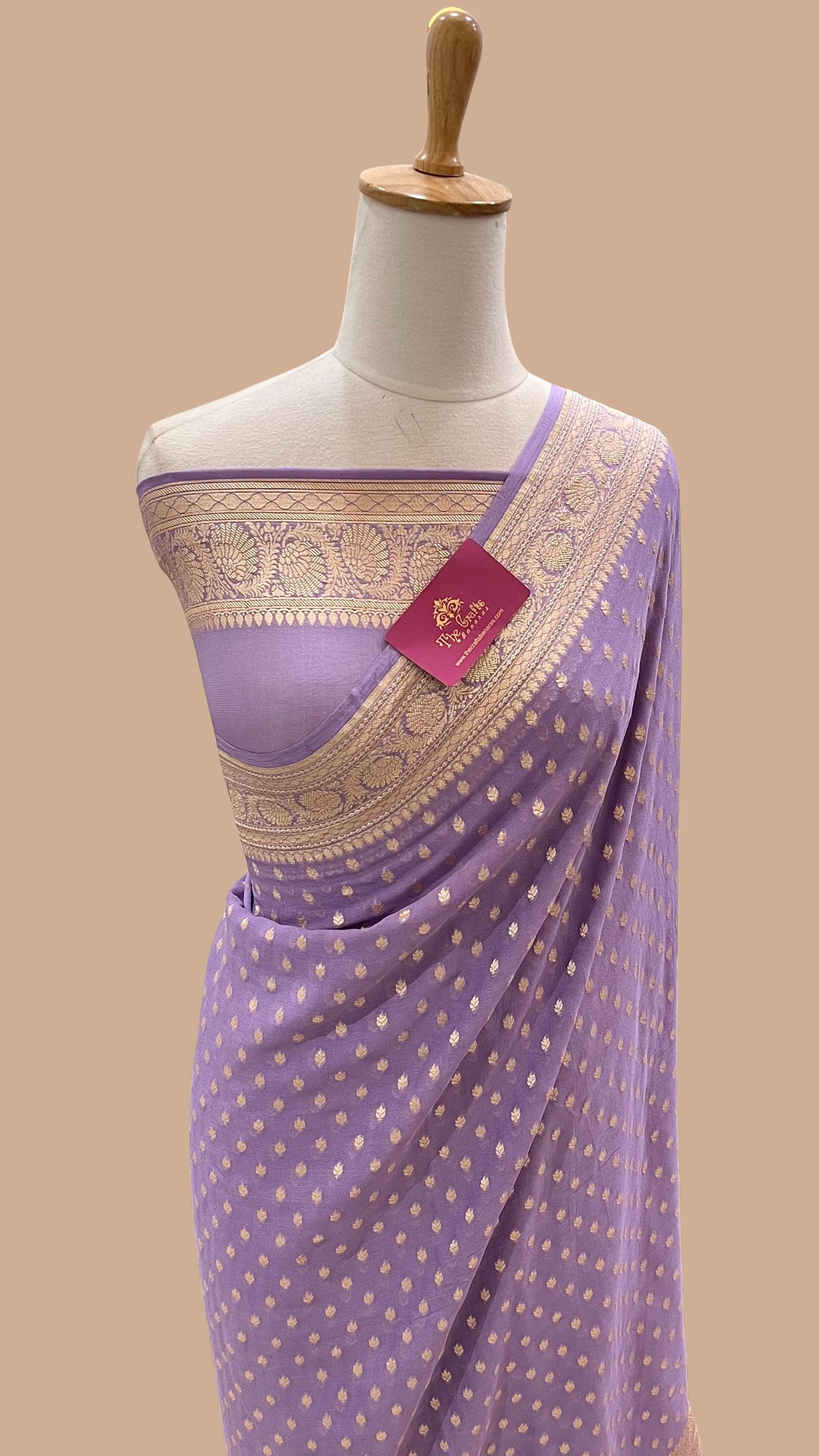 Khaddi Georgette Banarasi Saree - Gold Zari