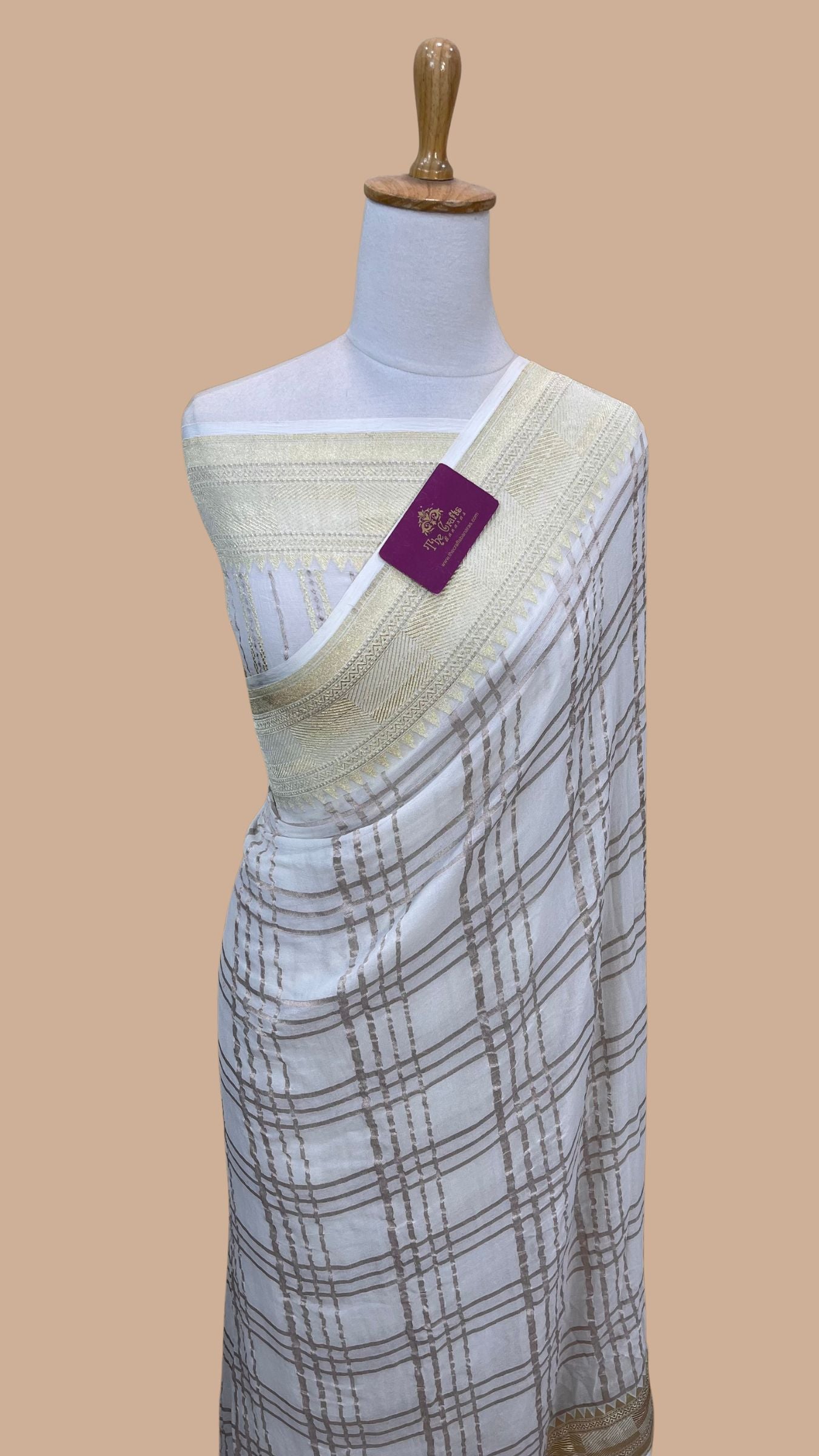 Khaddi Georgette Handloom Banarasi Saree - Water Zari