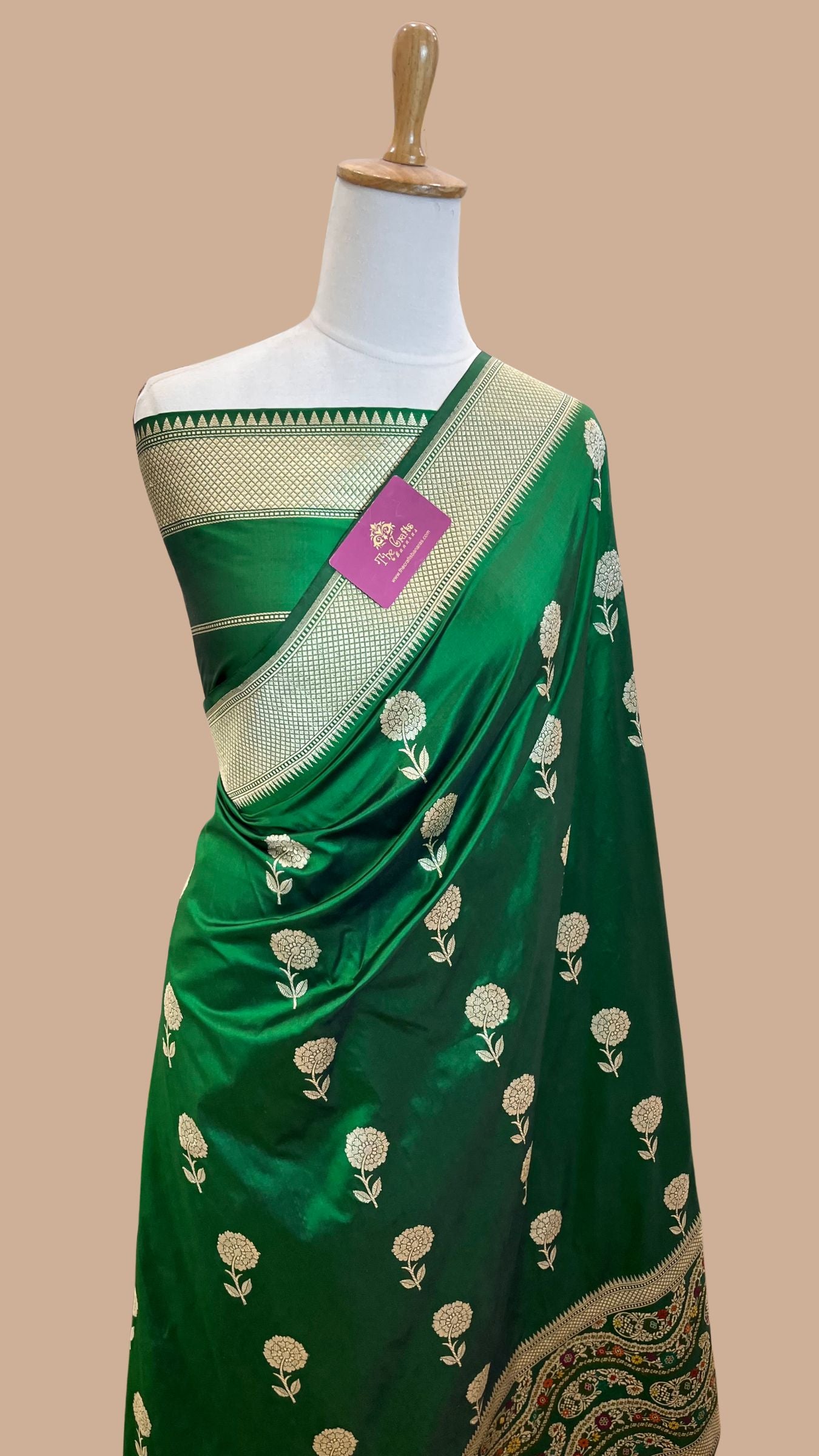 Pure Katan Silk Handloom Banarasi Saree - with Kadhua Meenakari Work