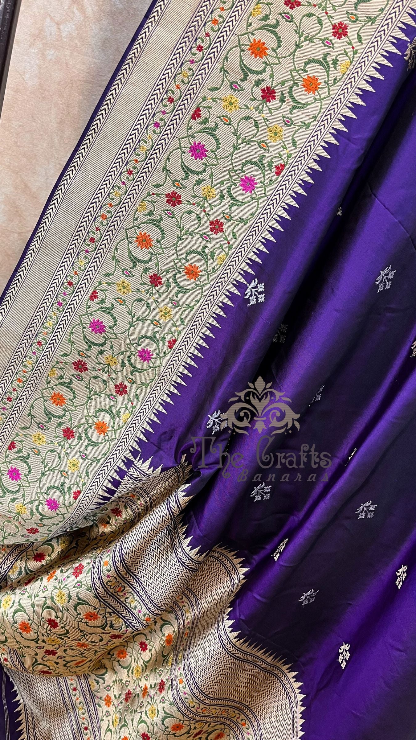 Purple Pure Katan Silk Handloom Banarasi Saree - With Sona Rupa Kadhua Motifs