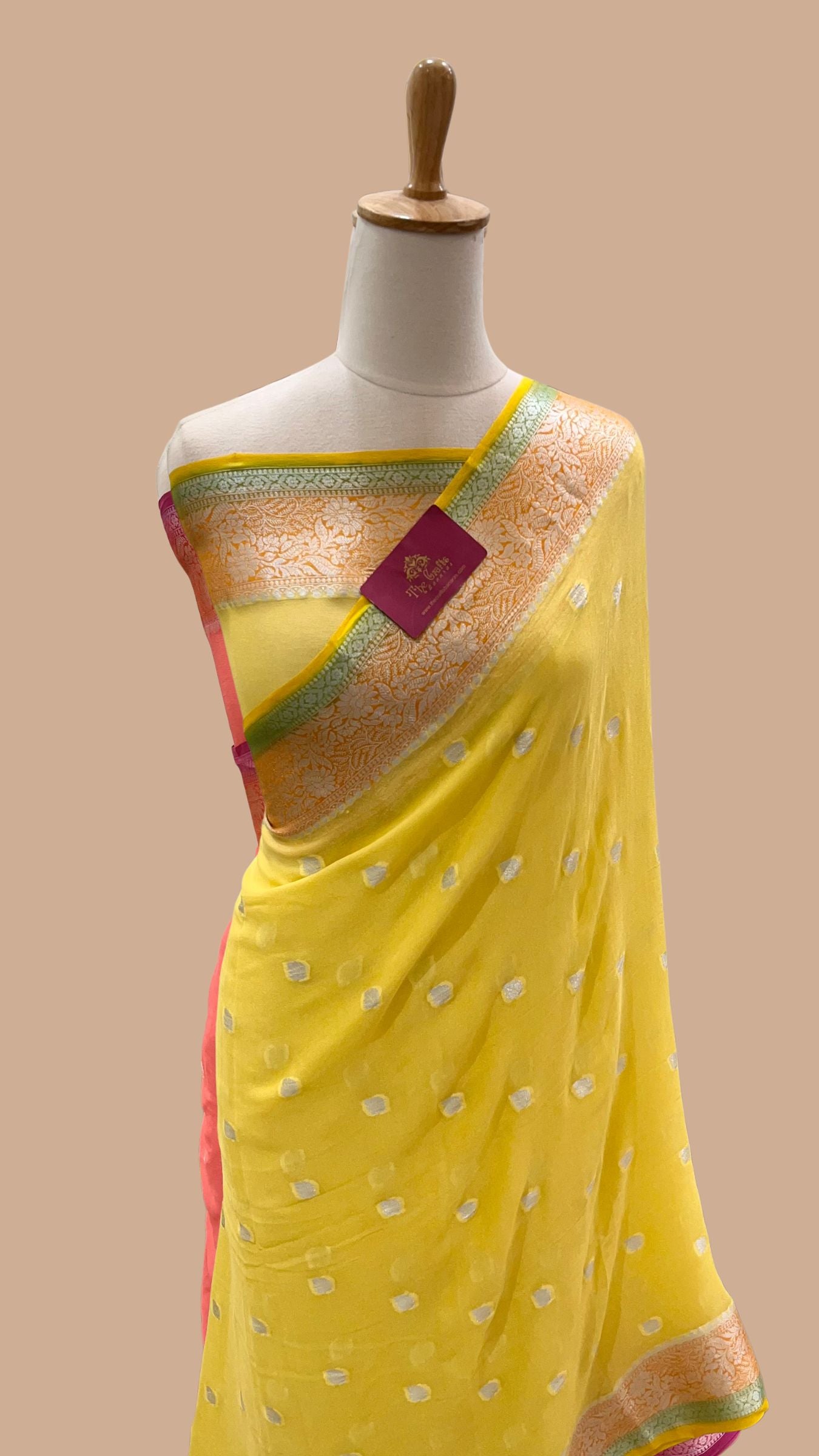 Pure Khaddi Chiffon Banarasi Saree - Multicolored